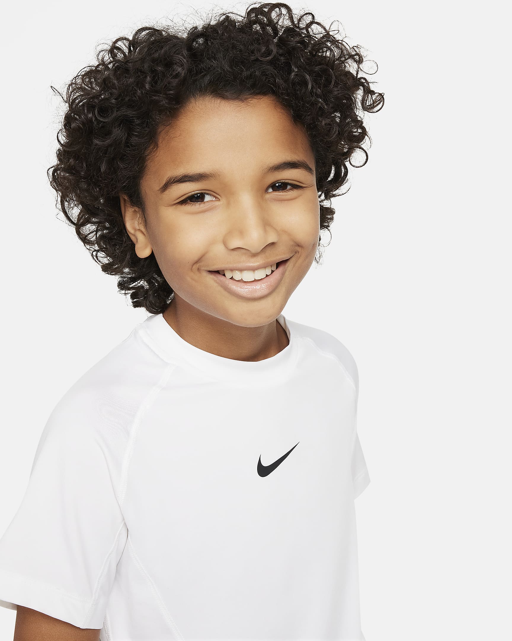 Playera de manga corta Dri-FIT para niño talla grande Nike Pro - Blanco/Negro