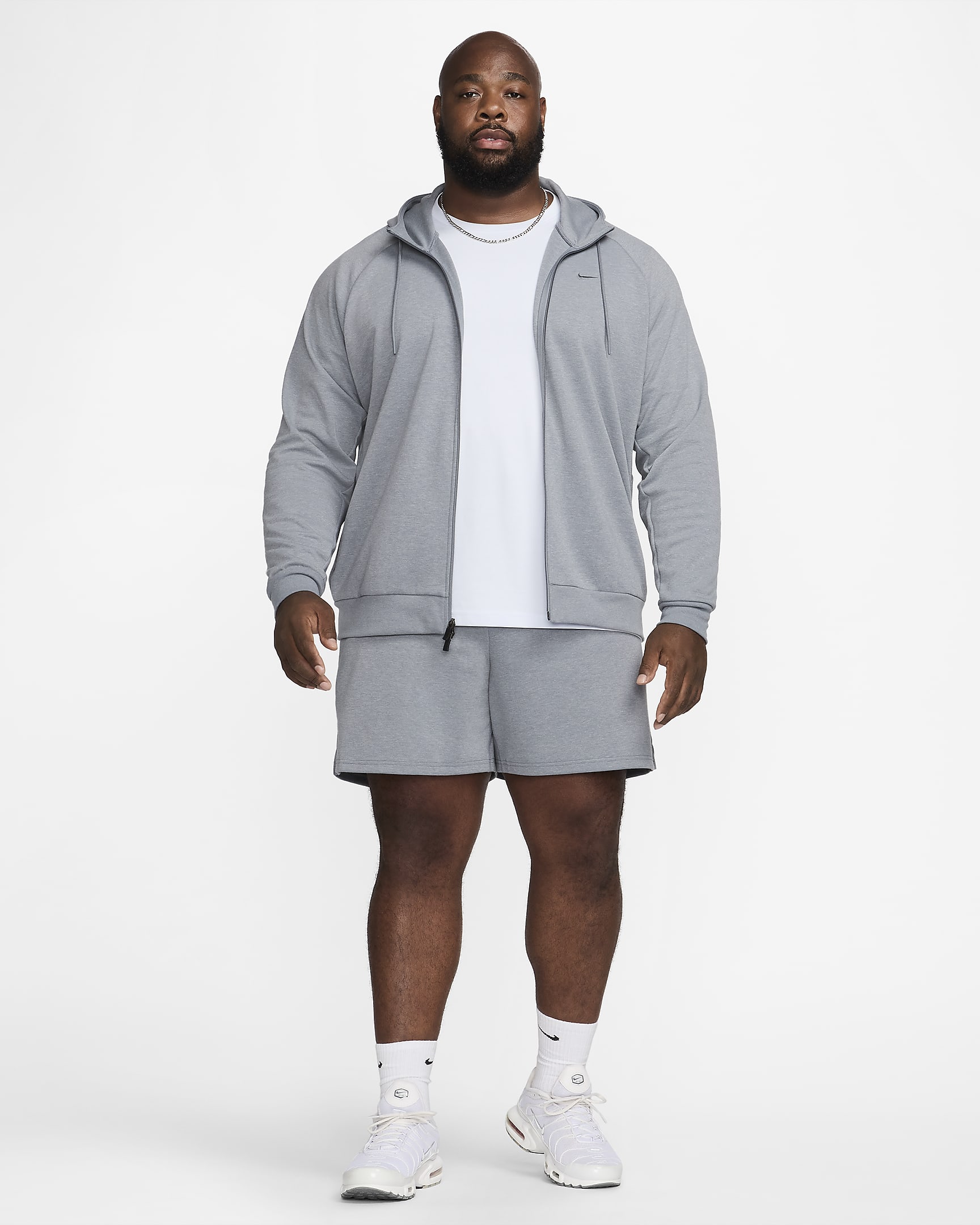 Sweat à capuche et zip Dri-FIT UV Nike Primary pour homme - Cool Grey/Heather/Cool Grey