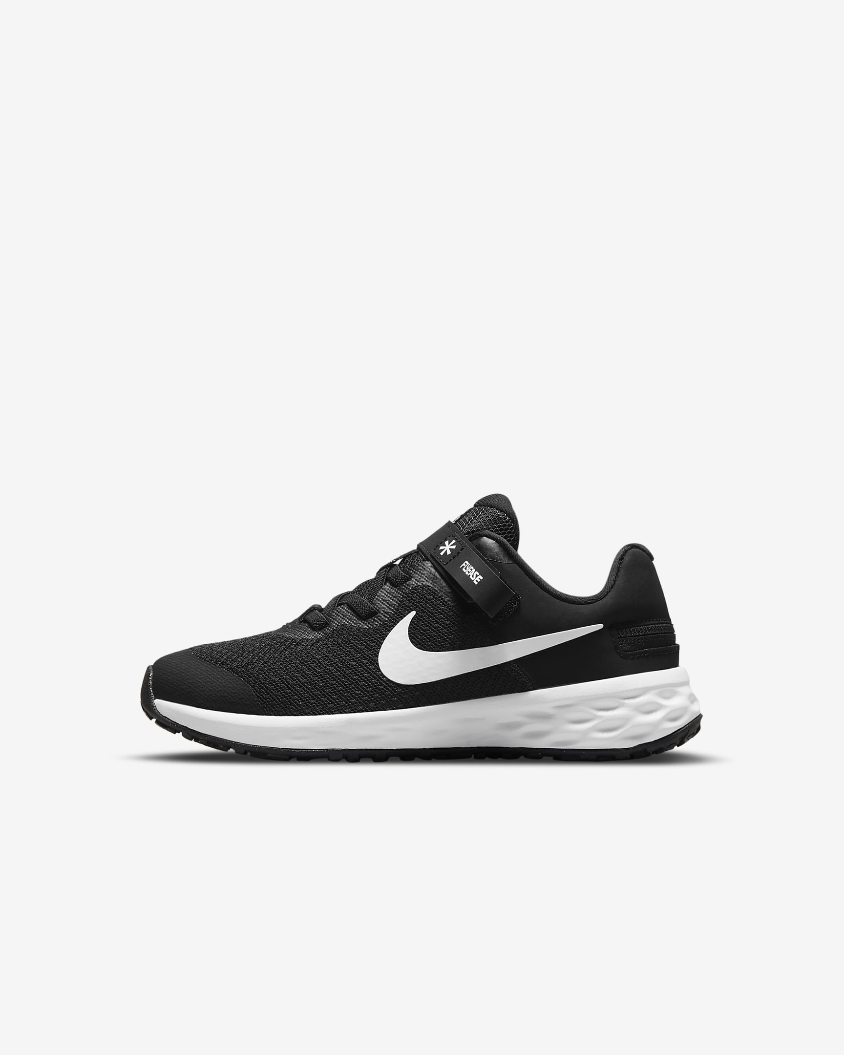 Nike Revolution 6 FlyEase Younger Kids' Easy On/Off Shoes - Black/Dark Smoke Grey/White