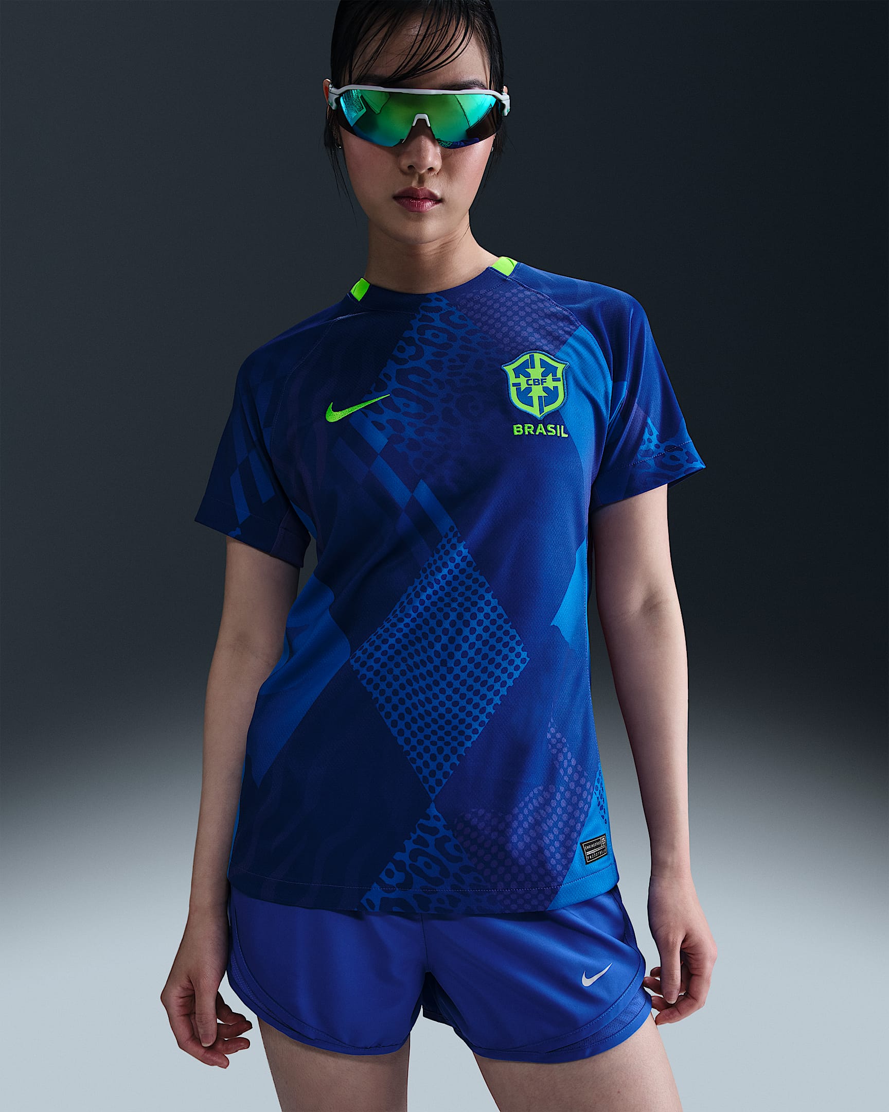 Maillot de foot Replica Nike Dri-FIT Brésil 2025 Stadium Extérieur (équipe féminine) pour femme - Soar/Electric Green/Electric Green