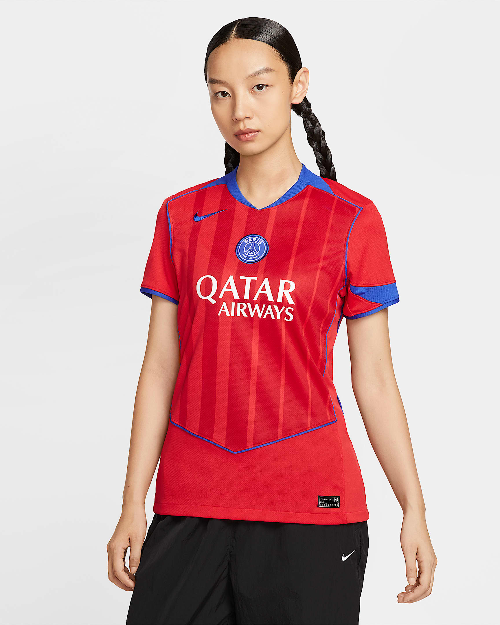 Jersey de fútbol Nike Dri-FIT Replica Total 90 del Paris Saint-Germain alternativo 2025/26 Stadium para mujer - Rojo mundial/Rojo deportivo/Hiperroyal
