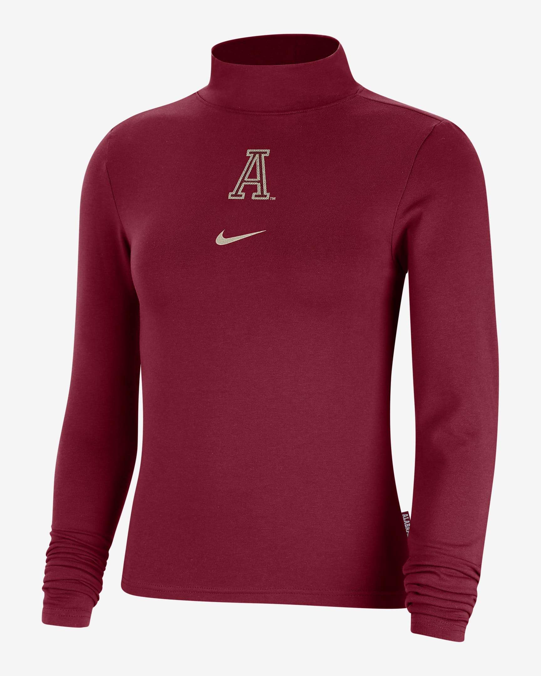 Alabama Essential Women's Nike College Long-Sleeve Mock Top - Team Crimson/Rattan