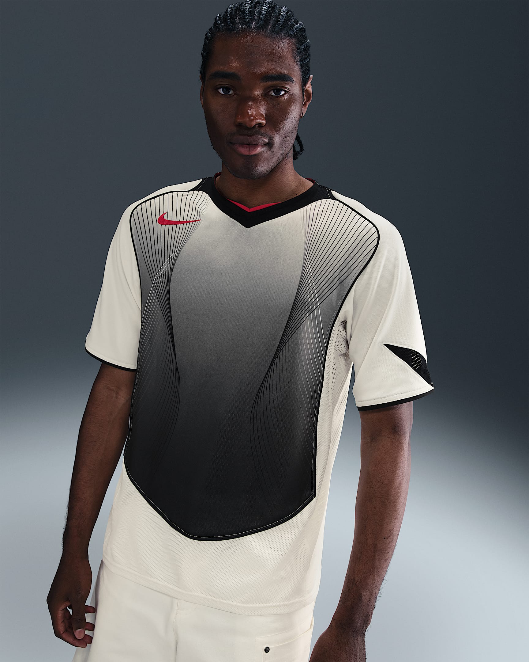Nike Total 90 Men's Dri-FIT Short-Sleeve Football Shirt - Sail/Black/Black/Gym Red