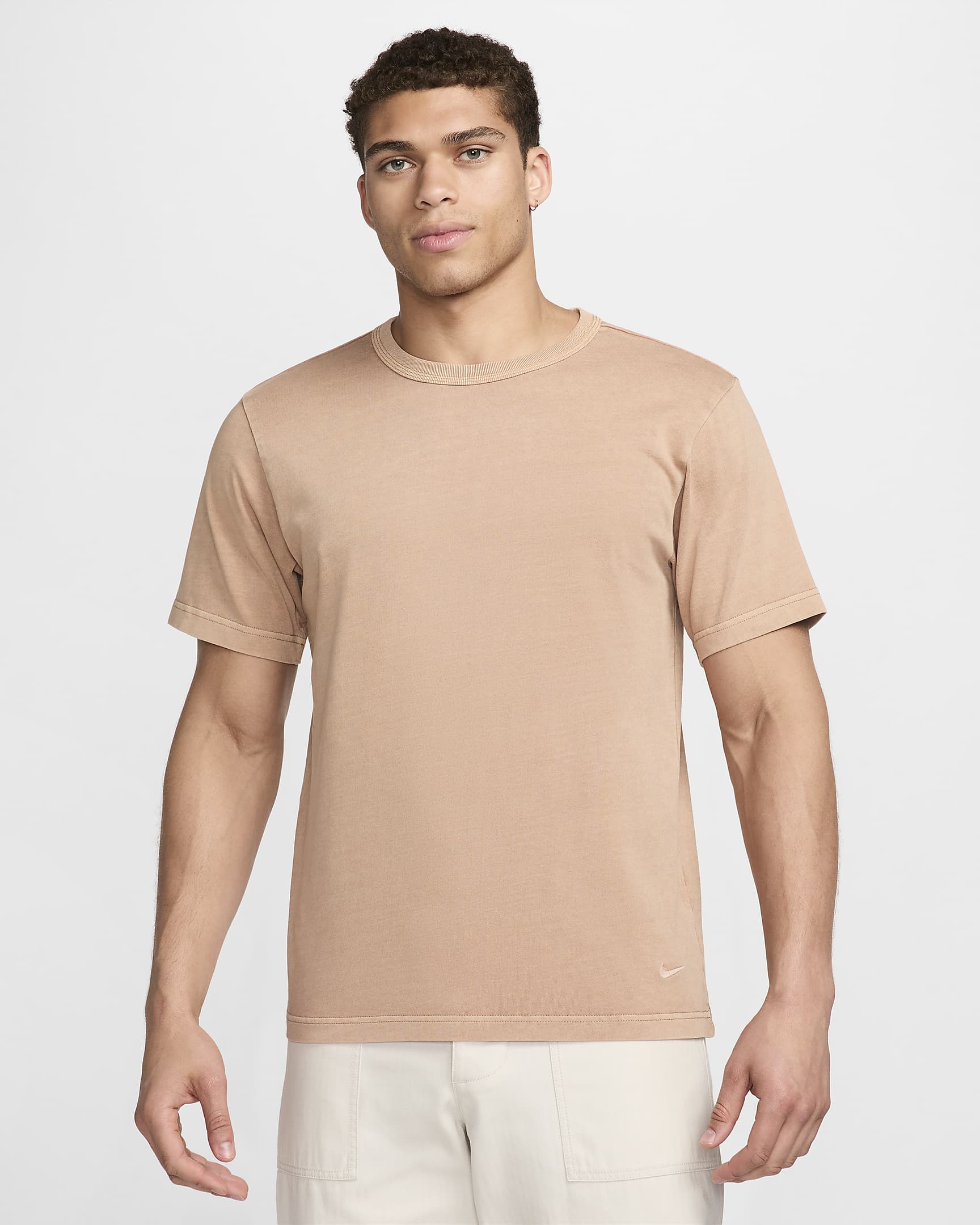 Haut en maille à manches courtes Nike Life pour homme - Hemp/Hemp