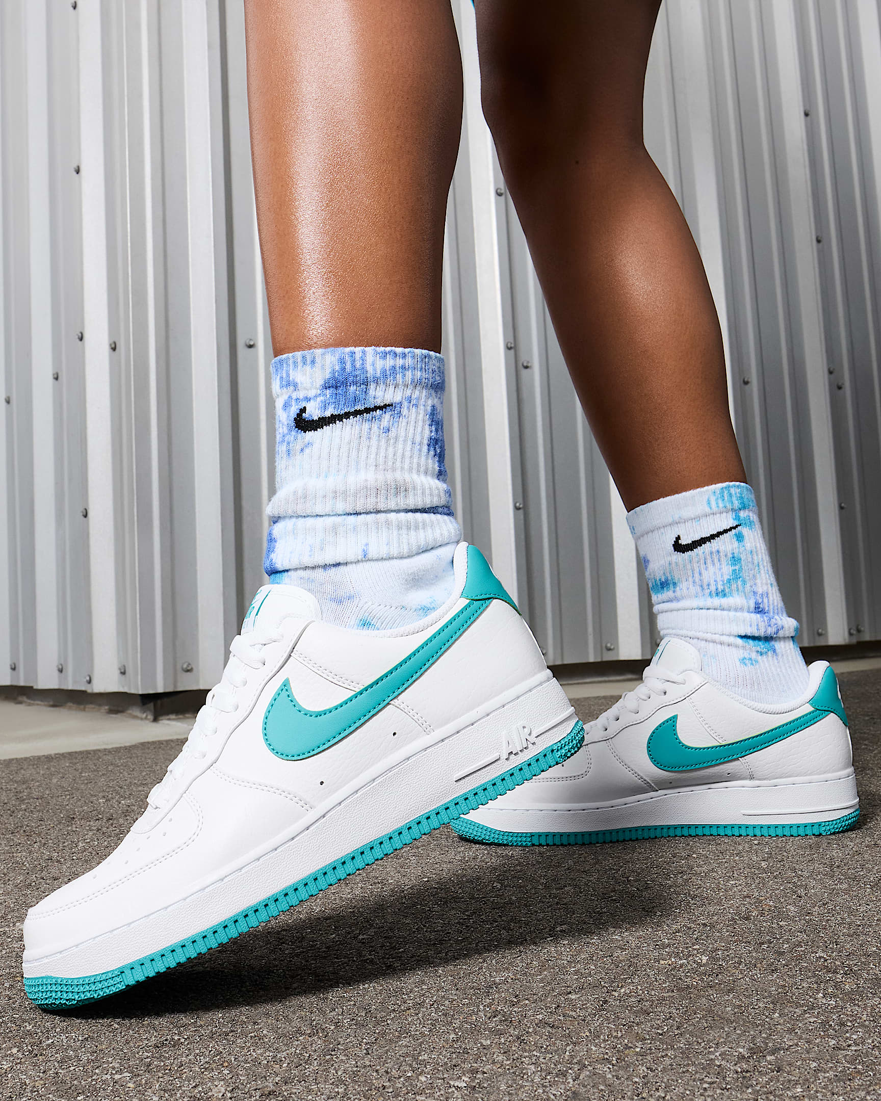 blue and white nikes women's
