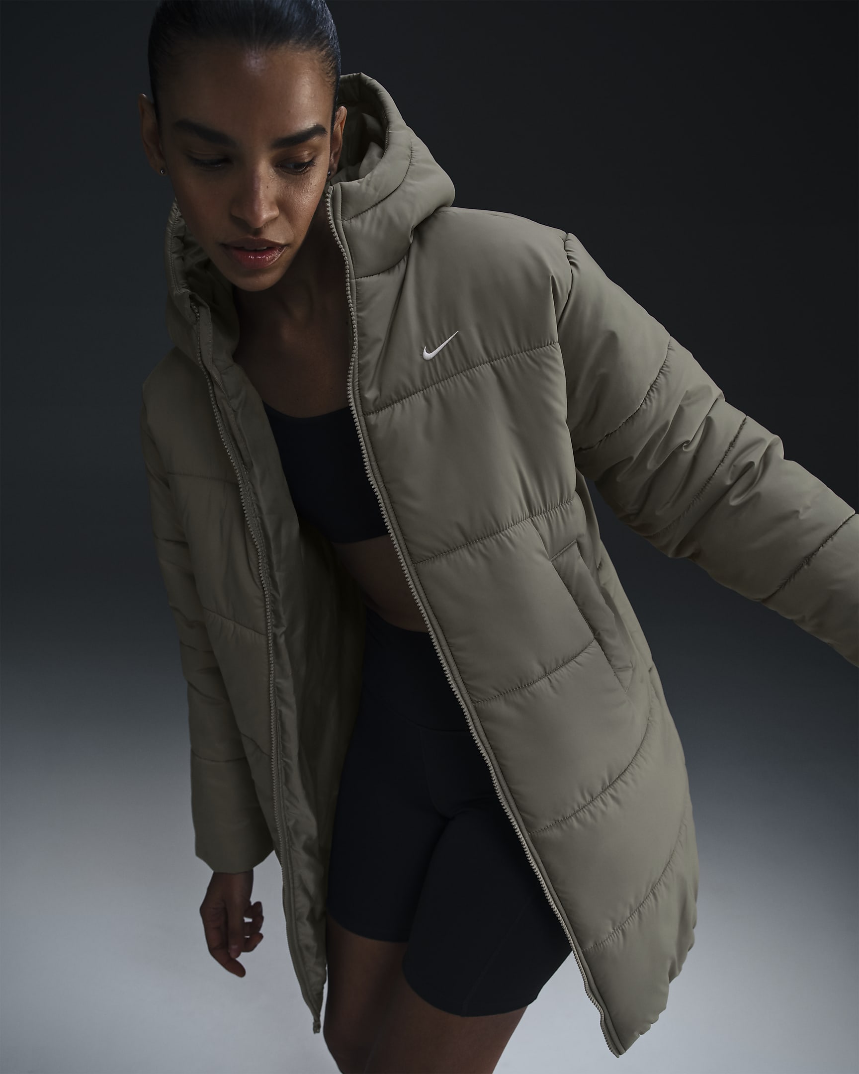 Nike Sportswear Classic Puffer Women's Therma-FIT Loose Parka - Light Army/White