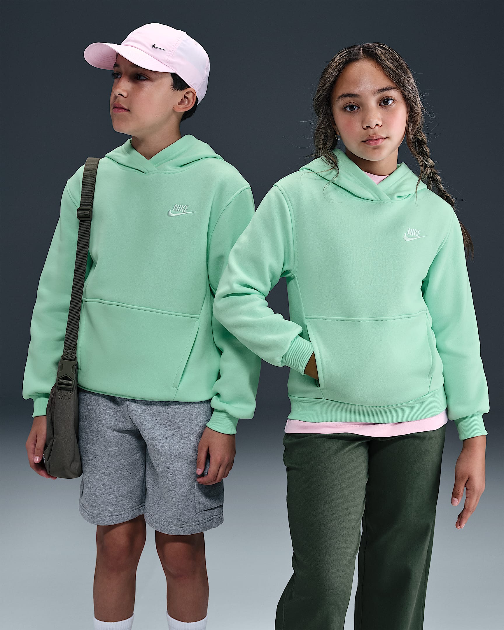 Nike Sportswear Club Fleece Big Kids' Pullover Hoodie - Mint Foam/White