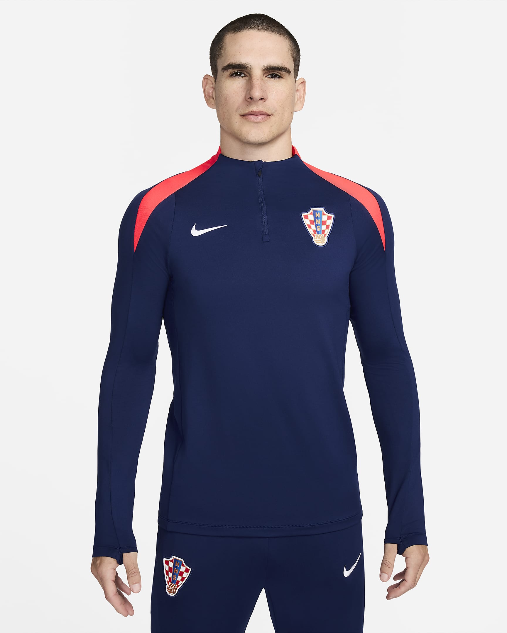 Maglia da calcio per allenamento Nike Dri-FIT Croazia Strike – Uomo - Blue Void/Bright Crimson/Bianco