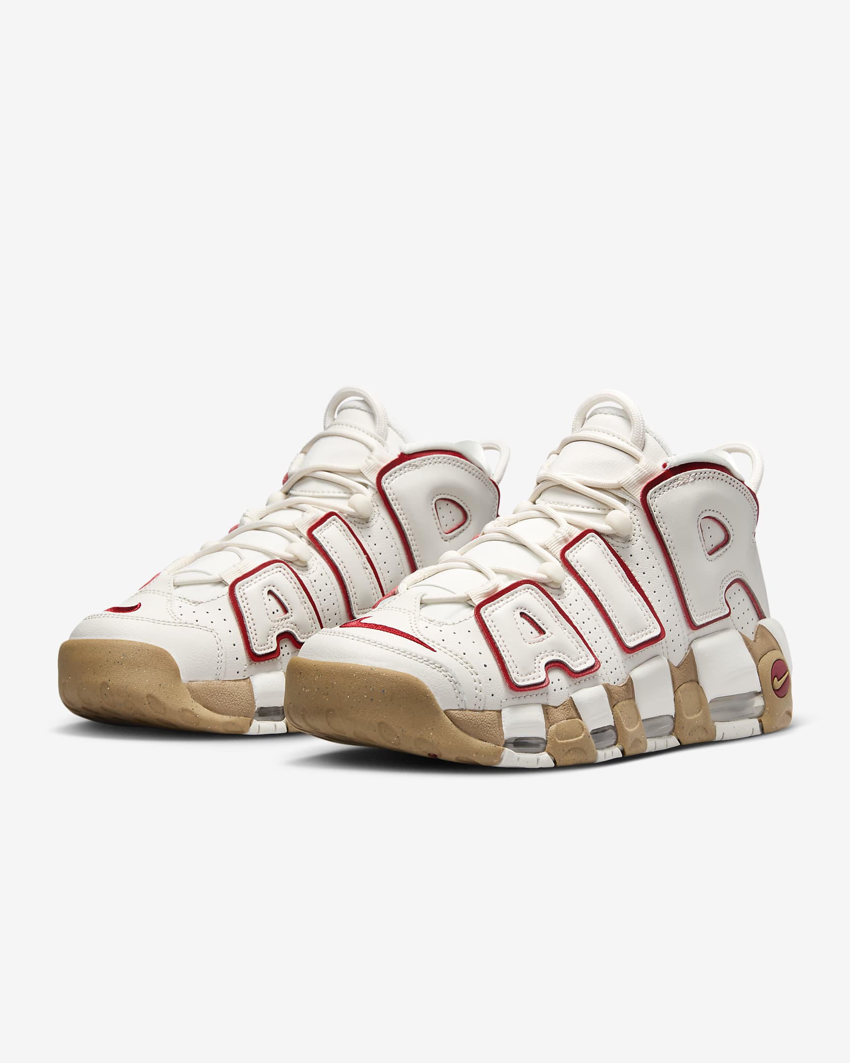 Calzado para mujer Nike Air More Uptempo - Fantasma/Marrón claro goma/Transparente/Rojo gimnasio