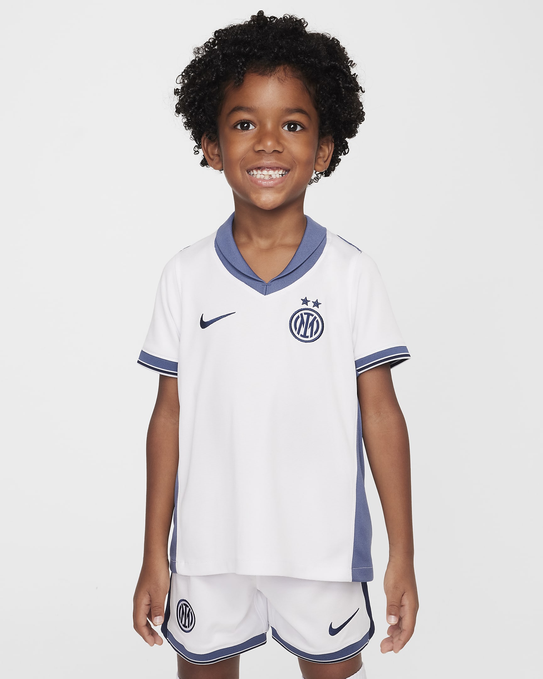 Inter Milan 2024/25 Stadium Uit Nike driedelig replica-voetbaltenue voor kleuters - Summit White/Iris Whisper/Summit White/Midnight Navy