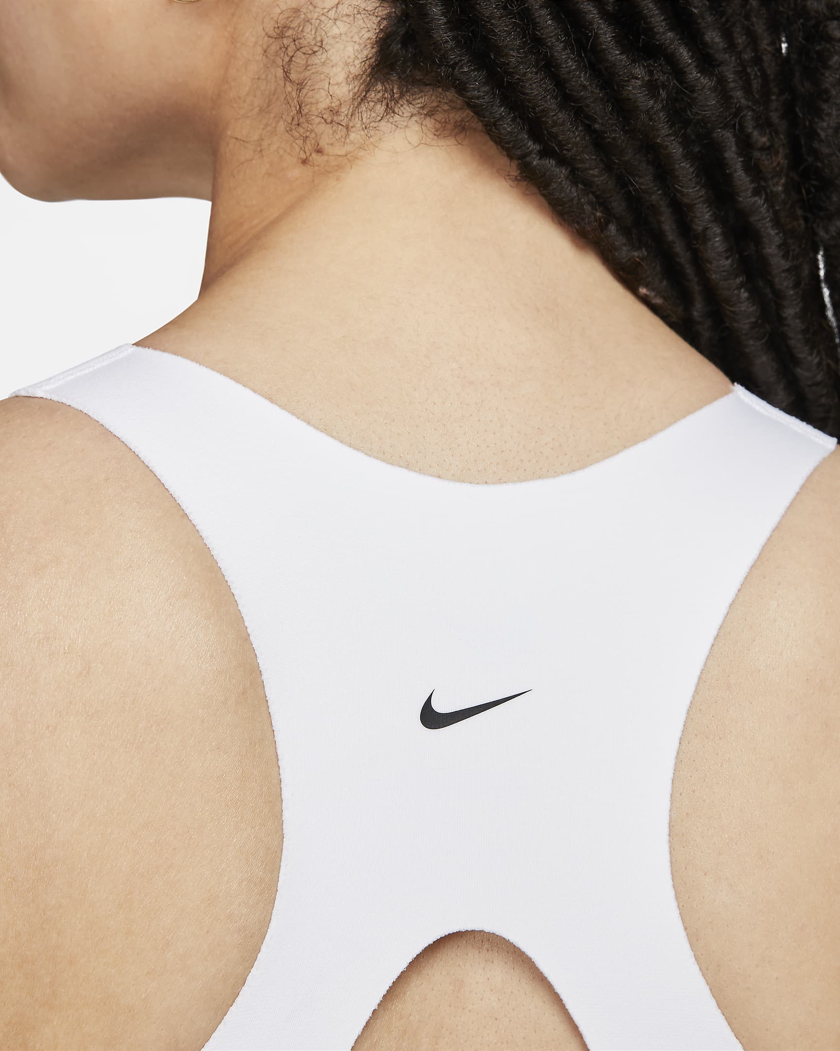 Brassière de sport rembourrée à maintien supérieur avec zip avant Nike Alpha pour femme - Blanc/Blanc/Blanc/Noir