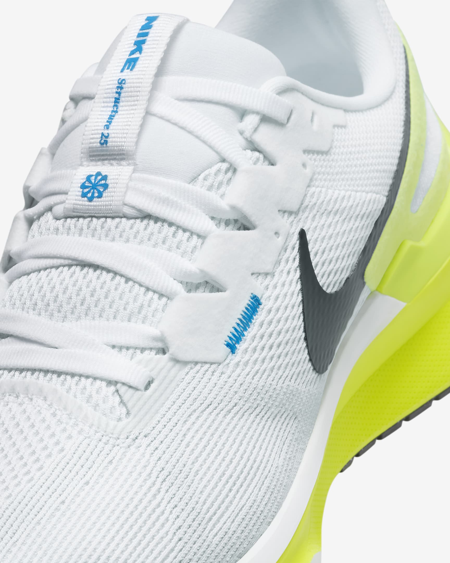 Tenis de correr en pavimento para hombre Nike Structure 25 - Blanco/Cíber/Azul foto/Negro