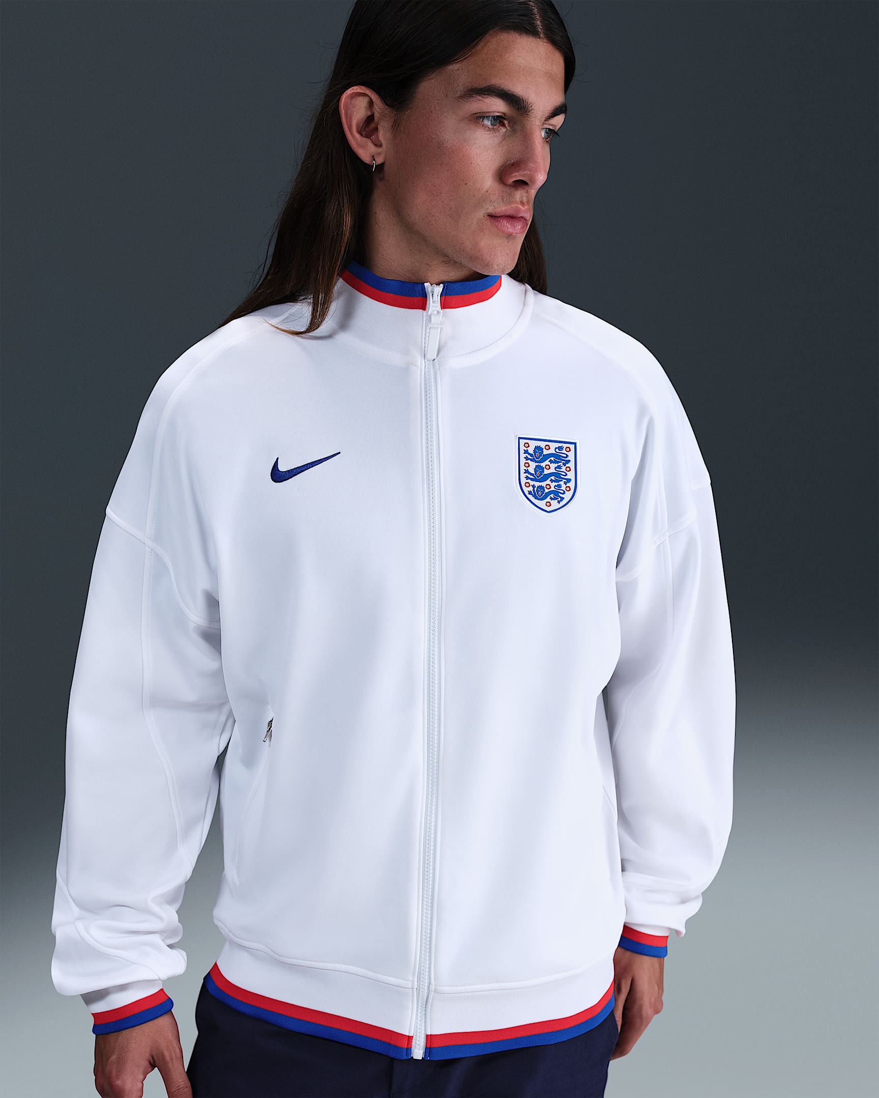 England Academy Pro Men's Nike Dri-FIT Soccer Anthem Jacket - White/Hyper Royal
