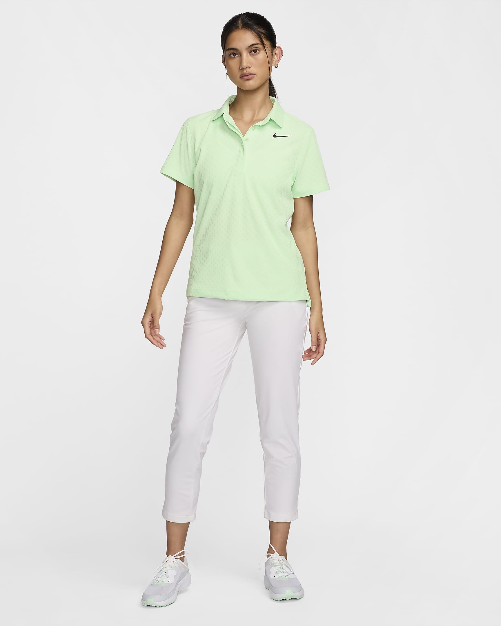 Kortärmad golfpikétröja Nike Tour Dri-FIT ADV för kvinnor - Vapor Green/Svart