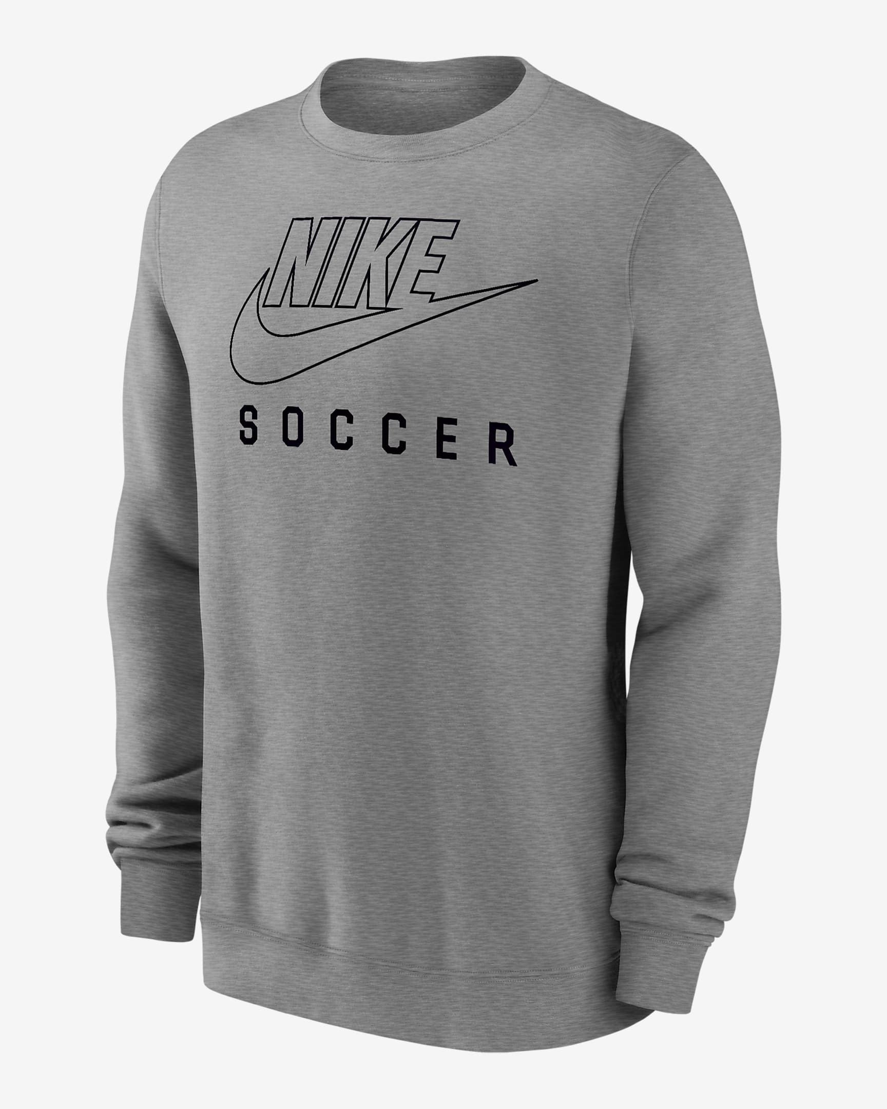 Nike Swoosh Club Fleece Men's Soccer Pullover Crew-Neck Sweatshirt - Dark Grey Heather