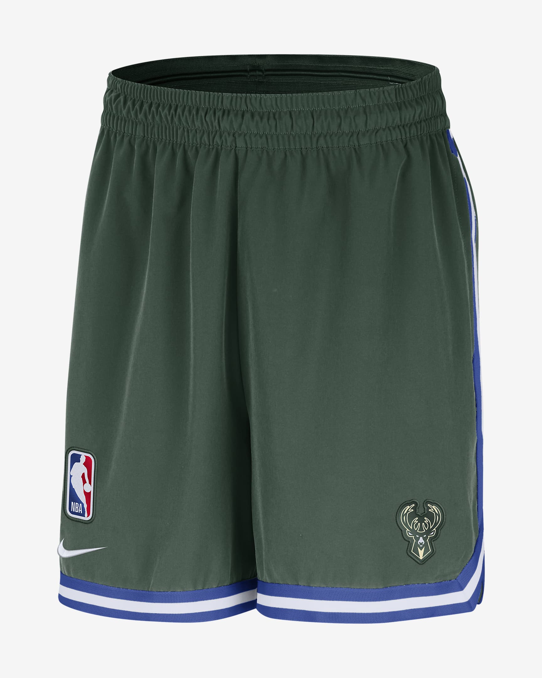 Shorts Nike Dri-FIT de la NBA de 15 cm para hombre Milwaukee Bucks DNA - Abeto/Royal juego/Blanco