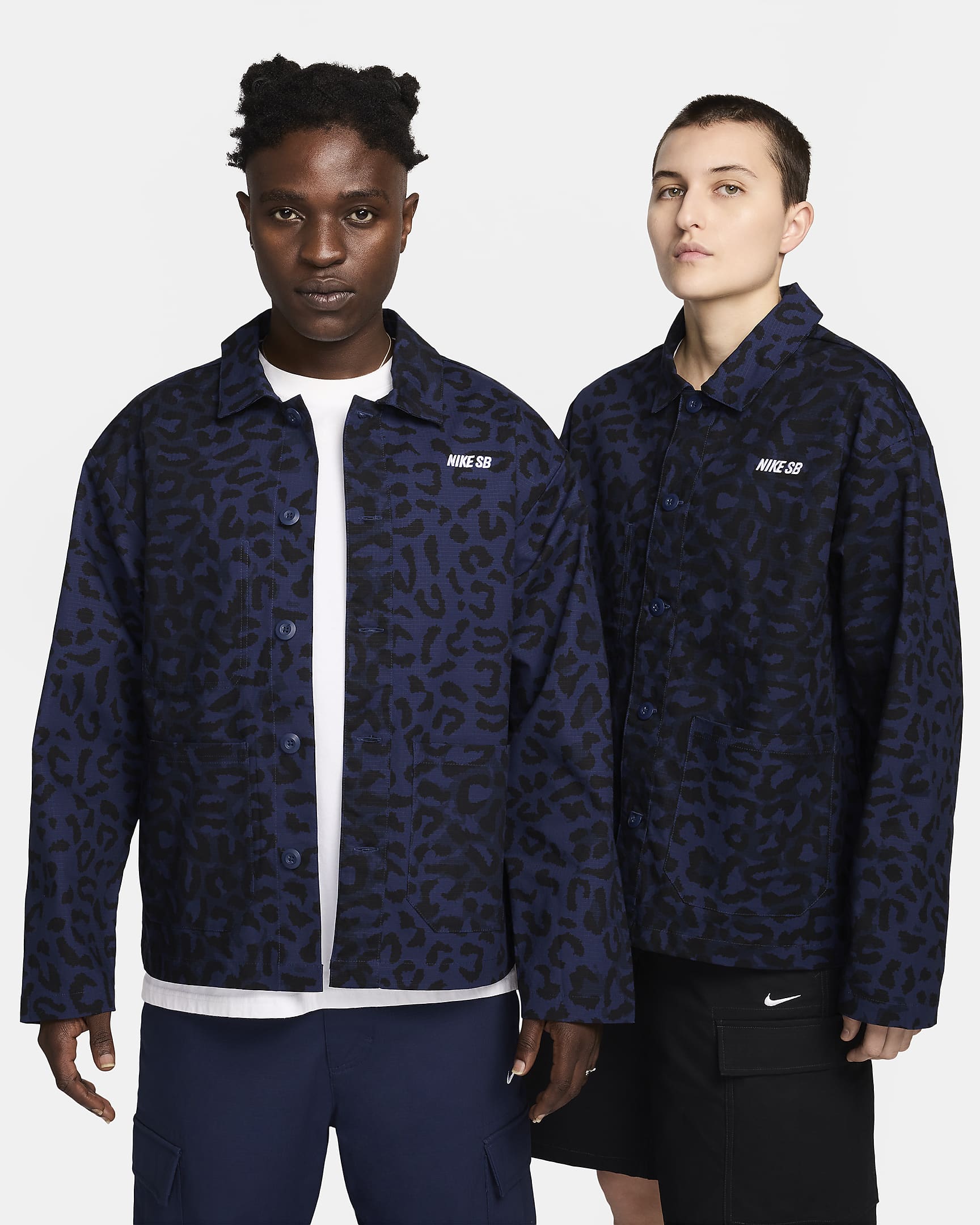 Nike SB werkjack met volledige print - Midnight Navy/Wit