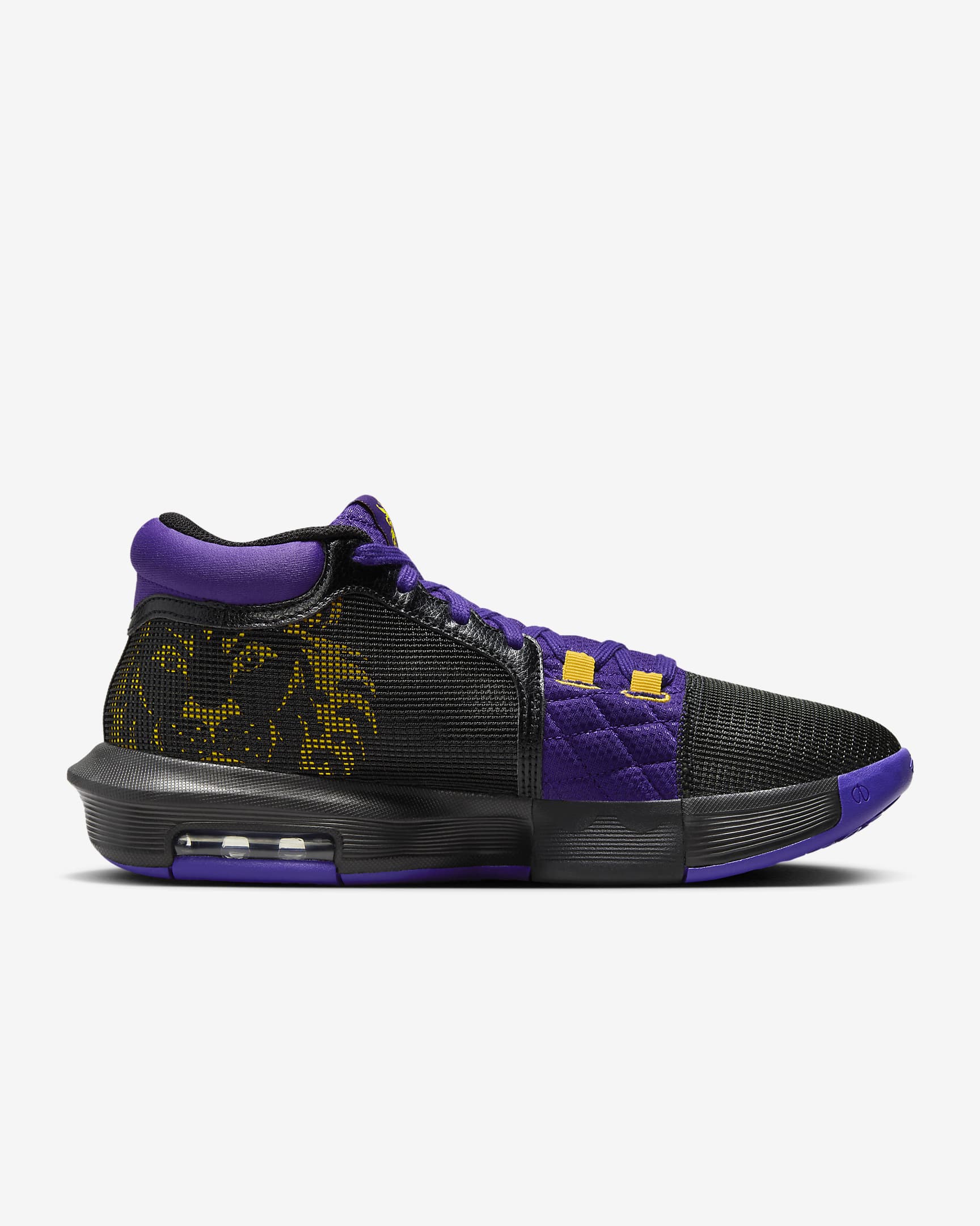 Calzado de básquetbol LeBron Witness 8 - Negro/Morado campo/Oro universitario