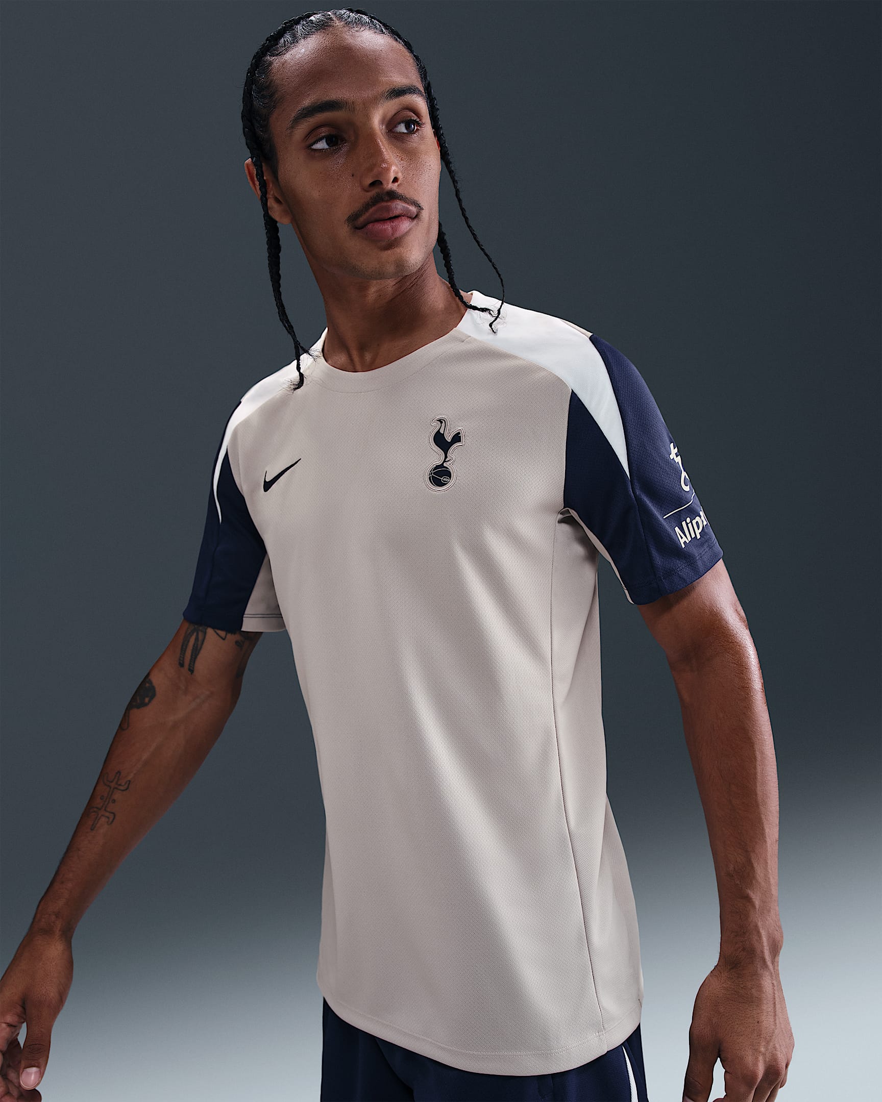 Tottenham Hotspur Strike Men's Nike Dri-FIT Football Short-Sleeve Top - Light Iron Ore/White/Binary Blue