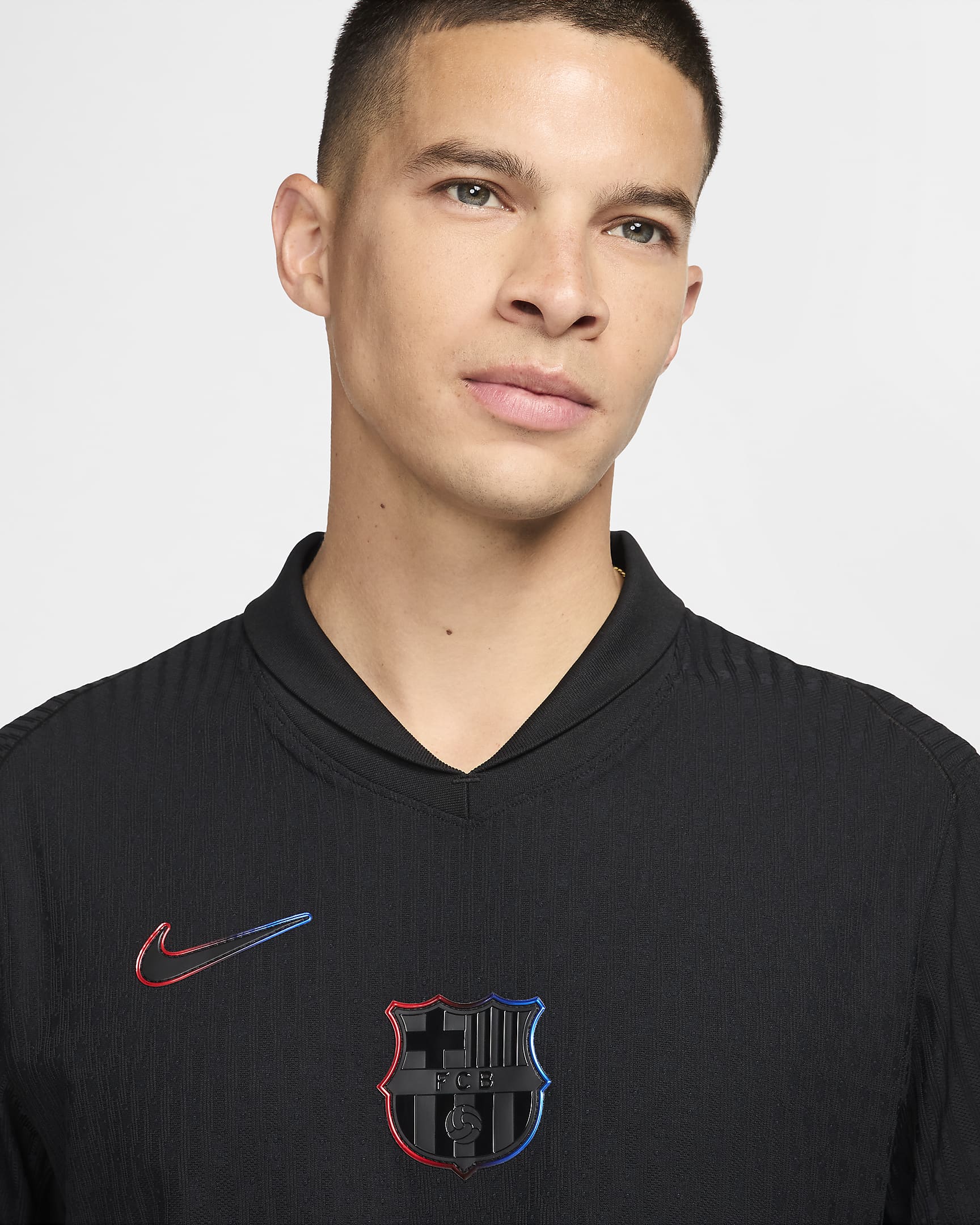 FC Barcelona 2024/25 Match (bortedrakt) Nike Dri-FIT ADV Authentic fotballdrakt til herre - Svart/University Red/Hyper Royal/Svart