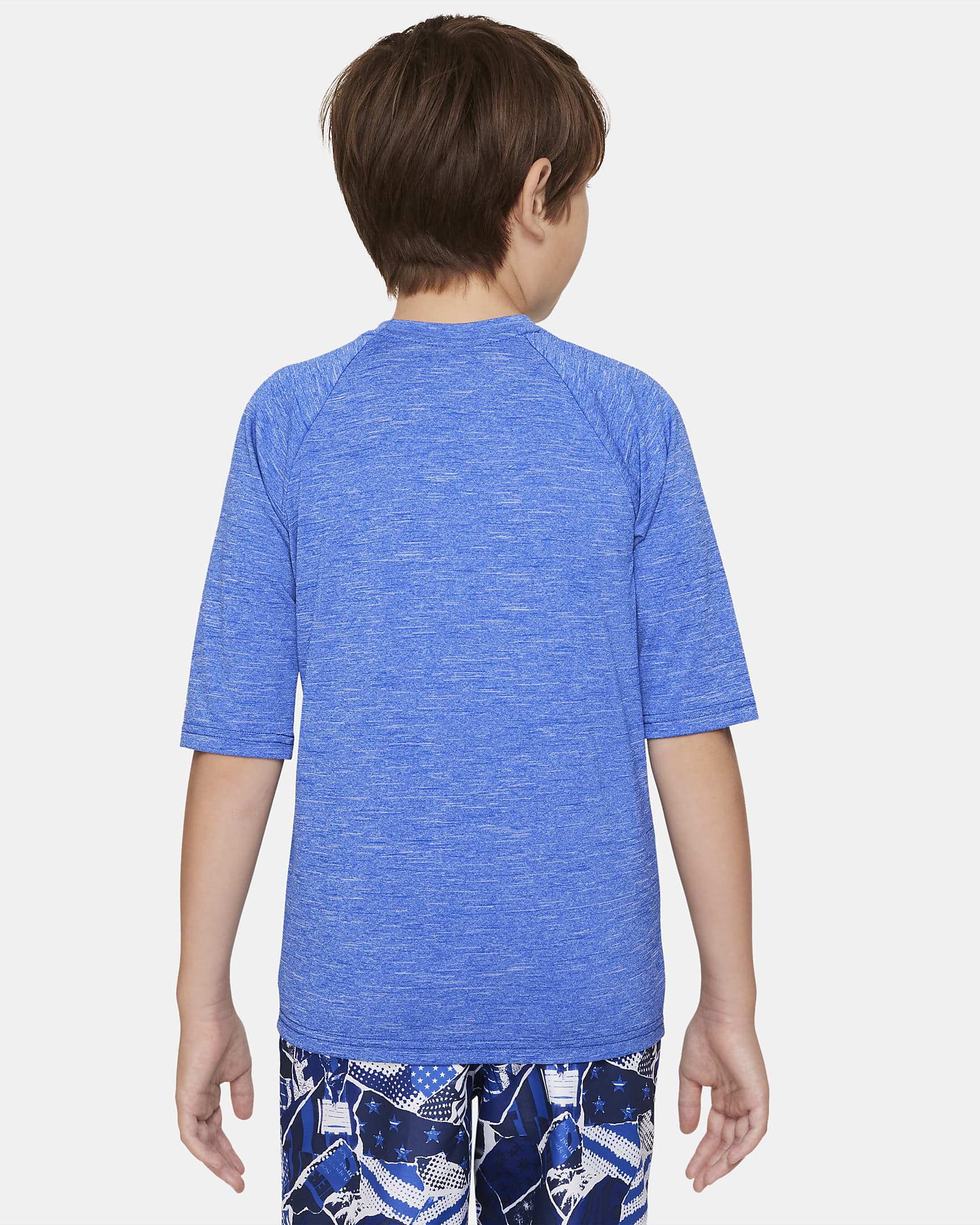 Camiseta Hydroguard de media manga para niño talla grande Nike Heather - Royal juego