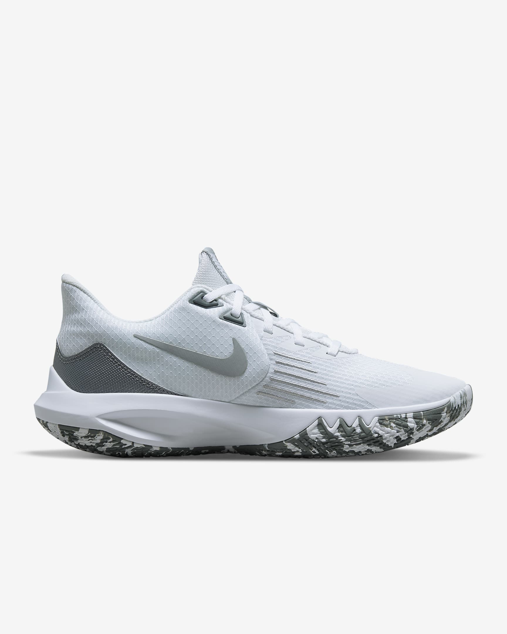 Nike Precision 5 Basketball Shoes - White/Wolf Grey/Cool Grey/Metallic Cool Grey