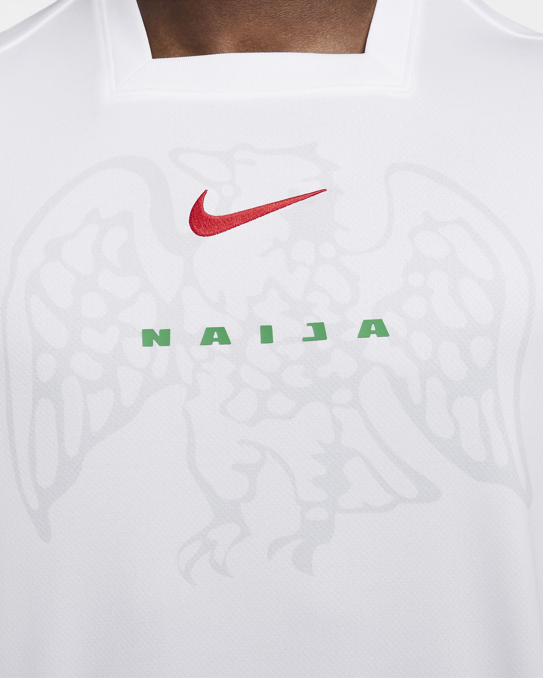 Nigeria 2024 Stadium Thuis Nike Dri-FIT replica voetbalshirt voor heren - Wit/Lucky Green/Challenge Red