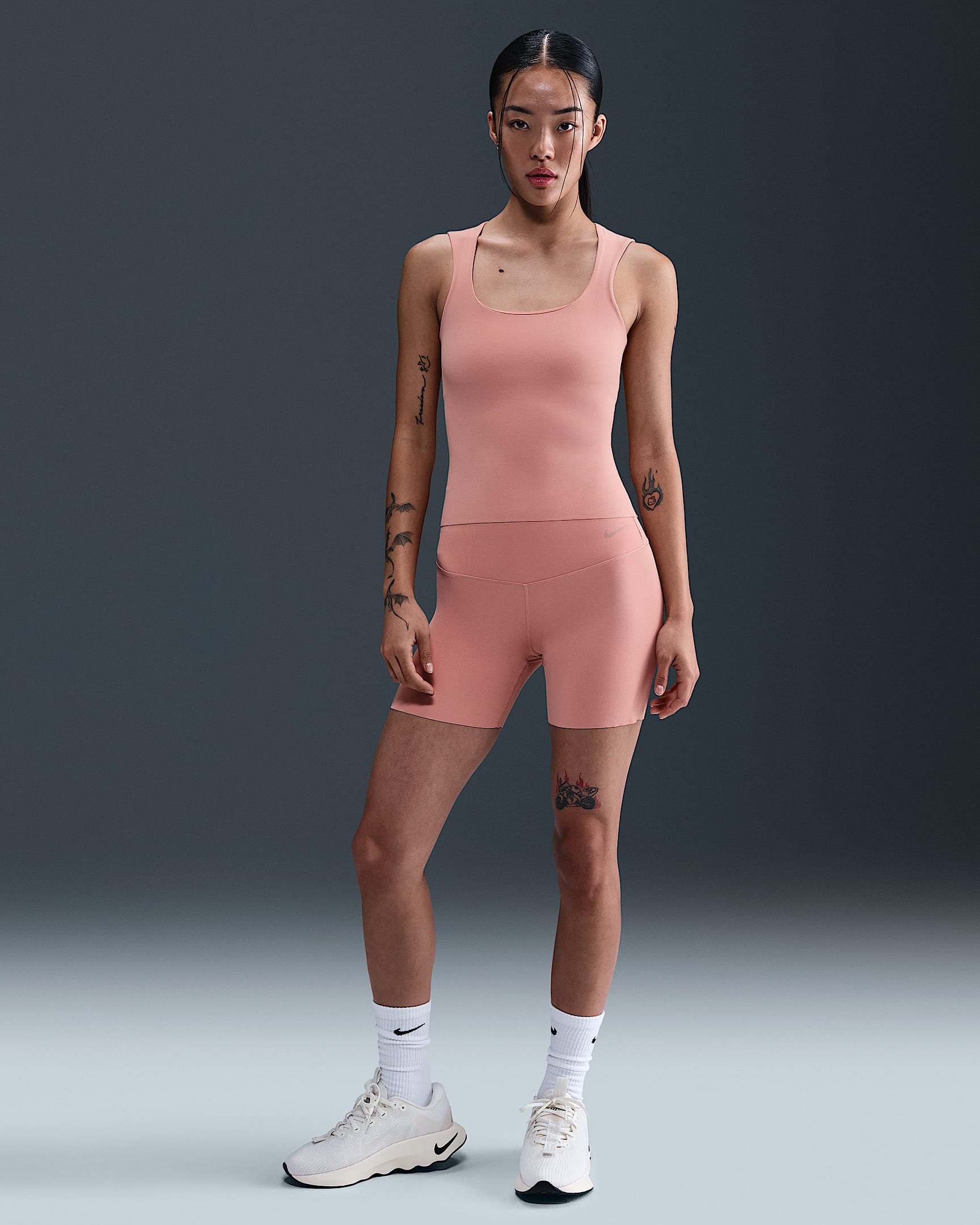 Nike Zenvy Women's Gentle-Support High-Waisted 13cm (approx.) Biker Shorts - Rust Pink/Black