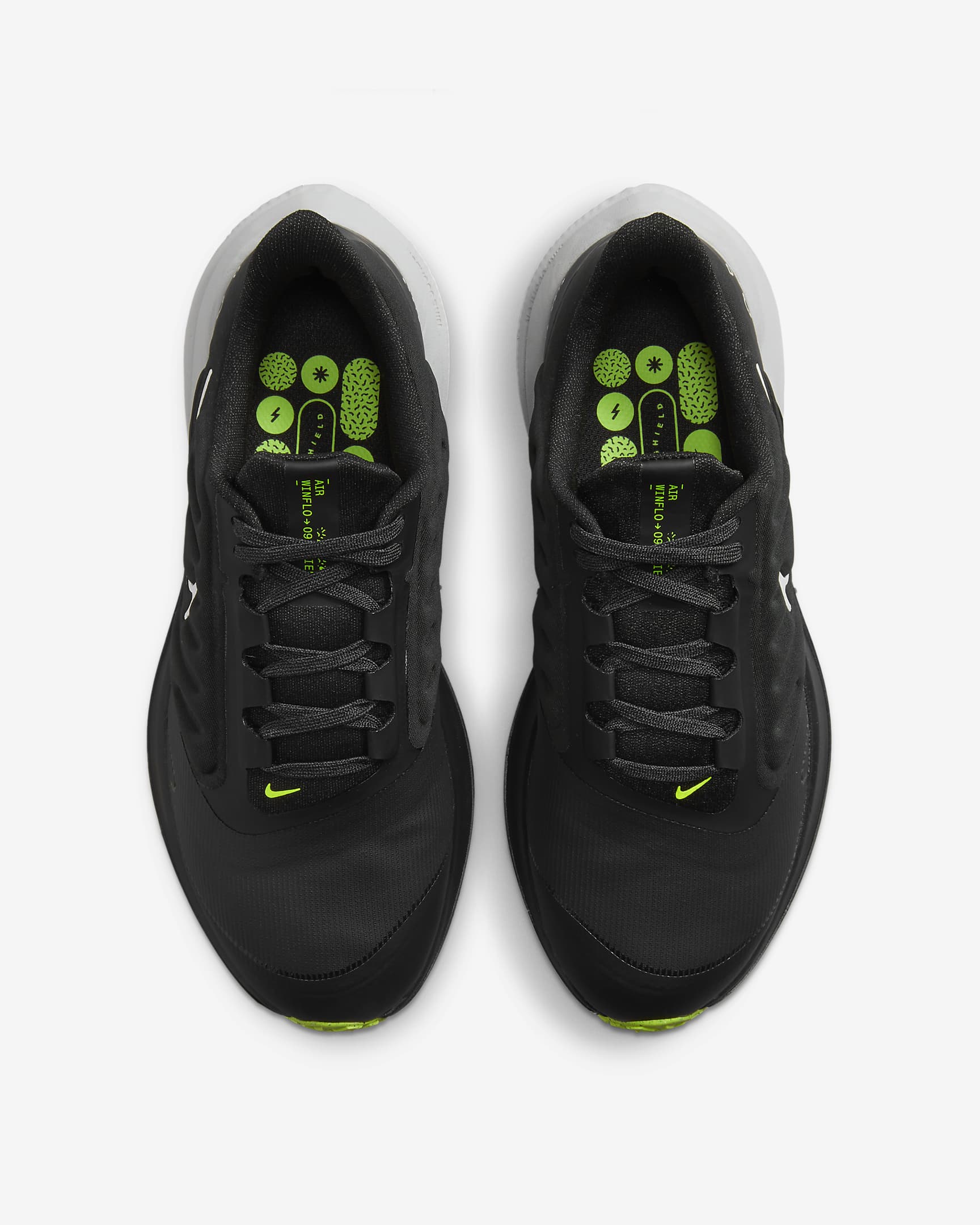 Nike Air Winflo 9 Shield Women's Weatherised Road Running Shoes - Black/Dark Smoke Grey/Volt/White