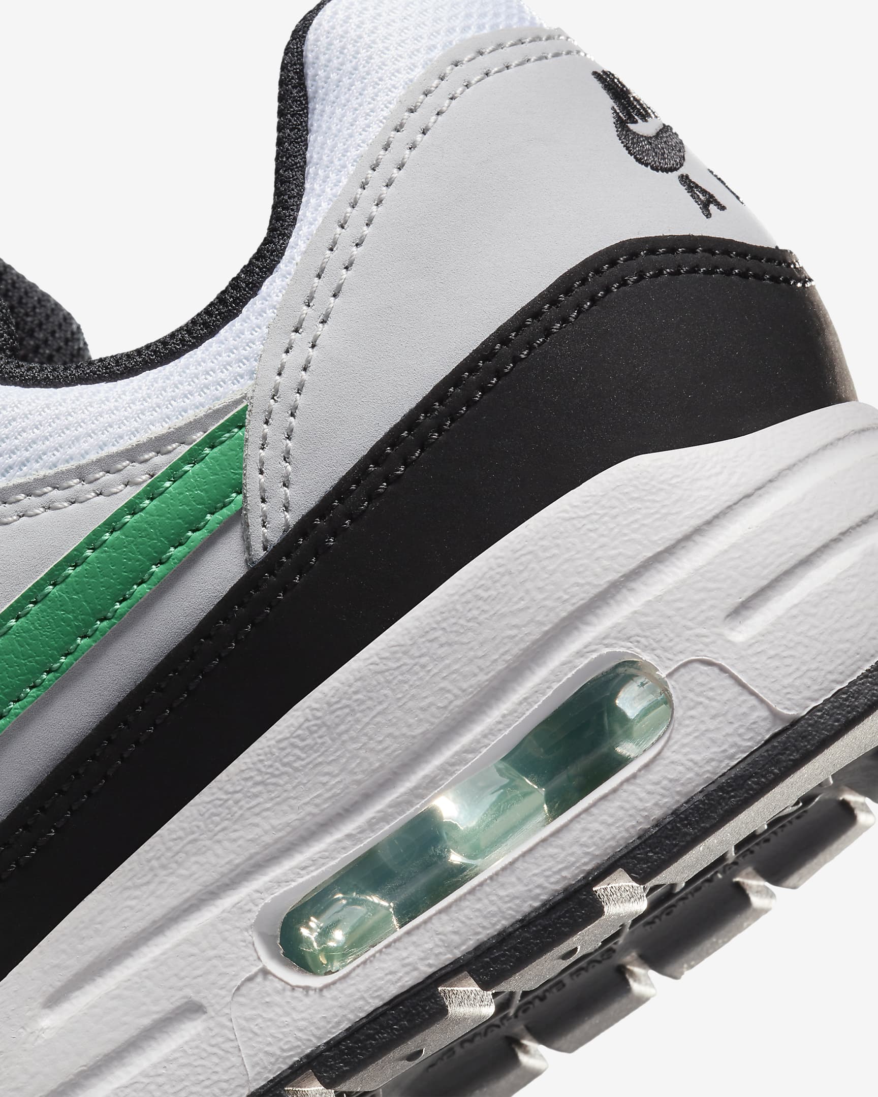 Air Max 1 Older Kids' Shoes - White/Pure Platinum/Black/Stadium Green