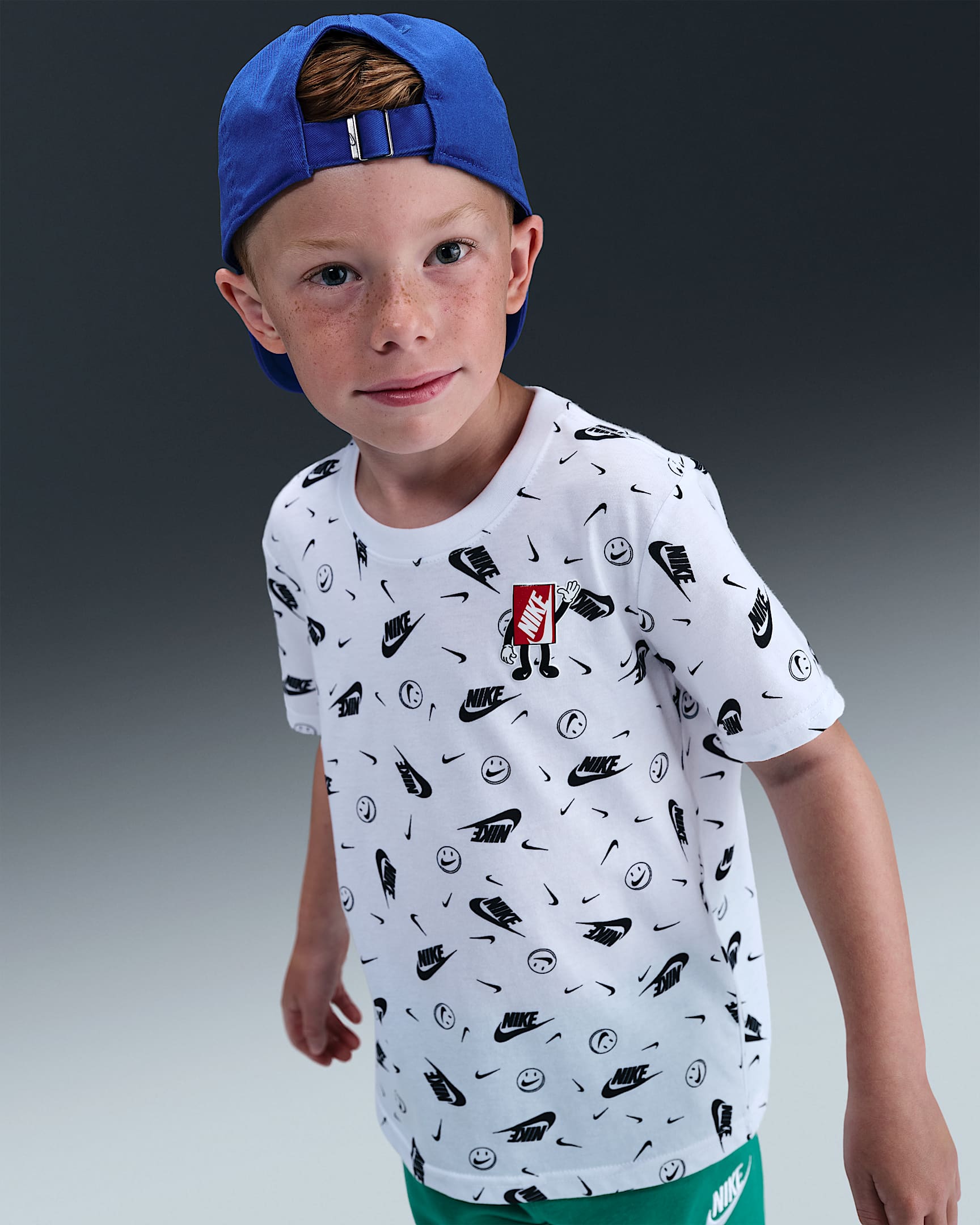 Playera cuadrada estampada para niños de preescolar Nike - Blanco