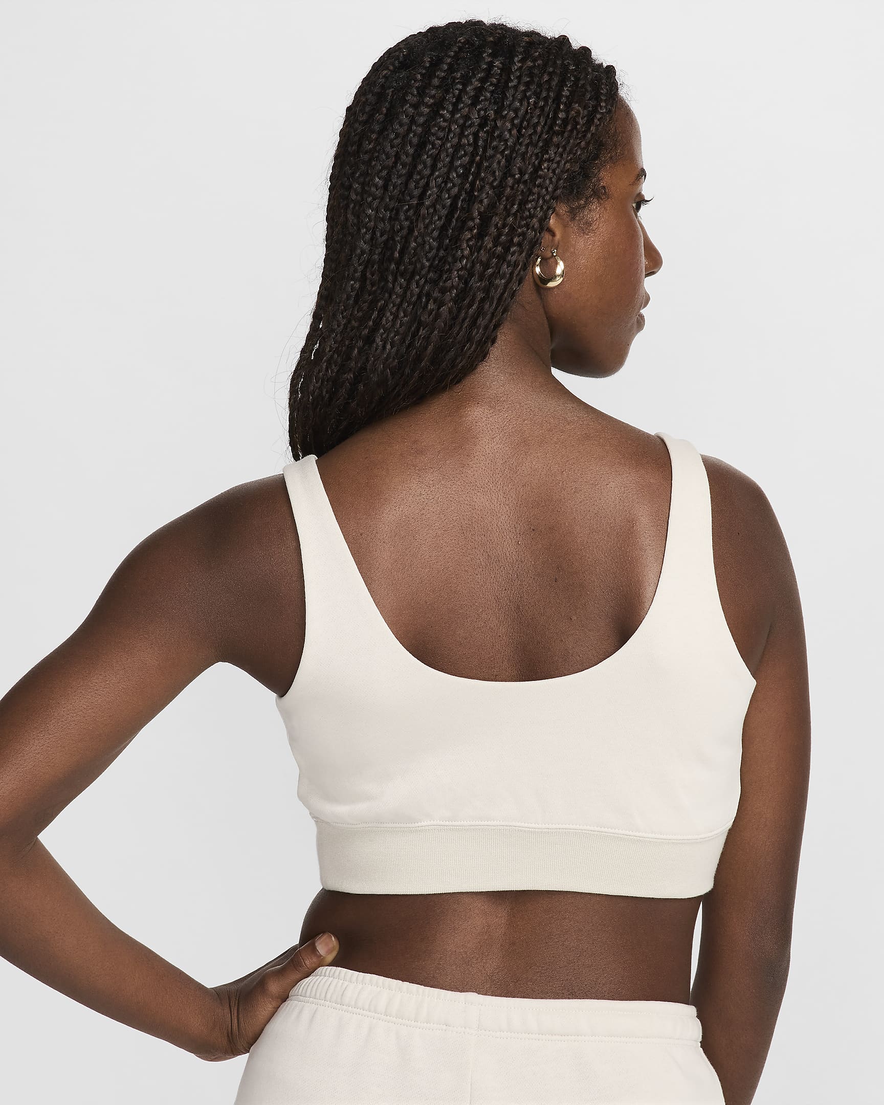 Nike Sportswear Chill kort frottésinglet med smal passform til dame - Light Orewood Brown/Sail