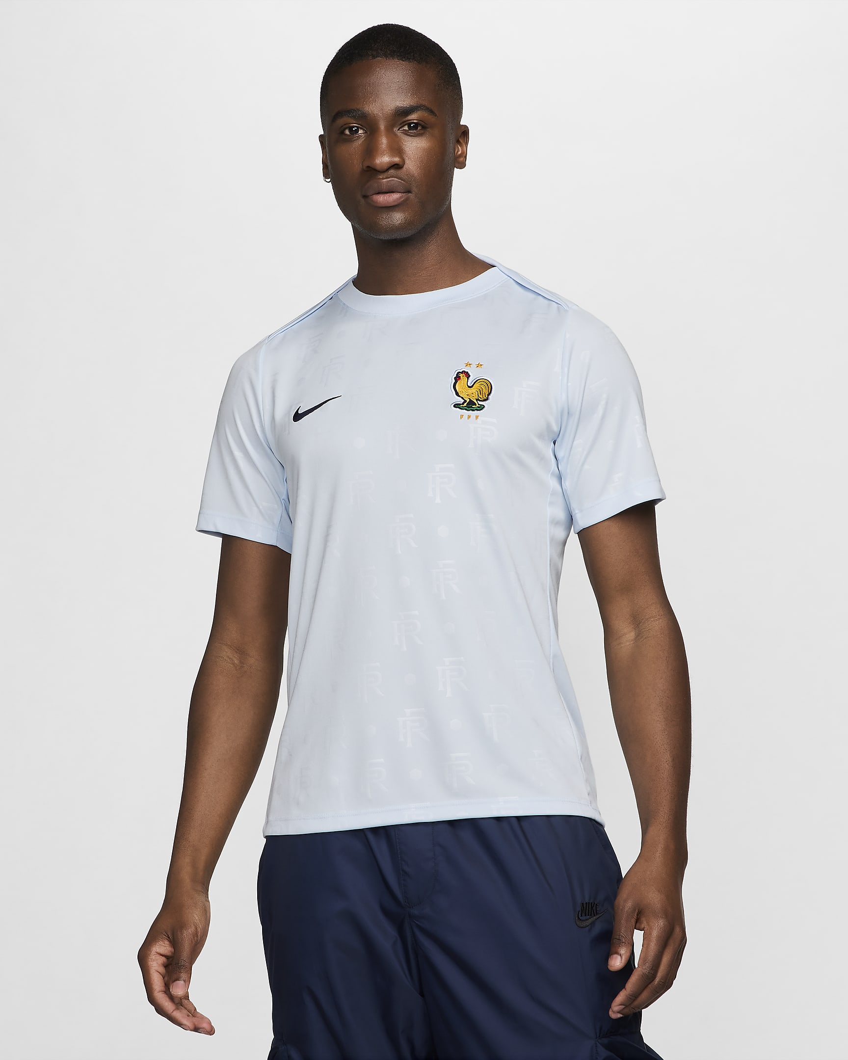 FFF Academy Pro Away Men's Nike Dri-FIT Football Pre-Match Top - Half Blue/Blackened Blue