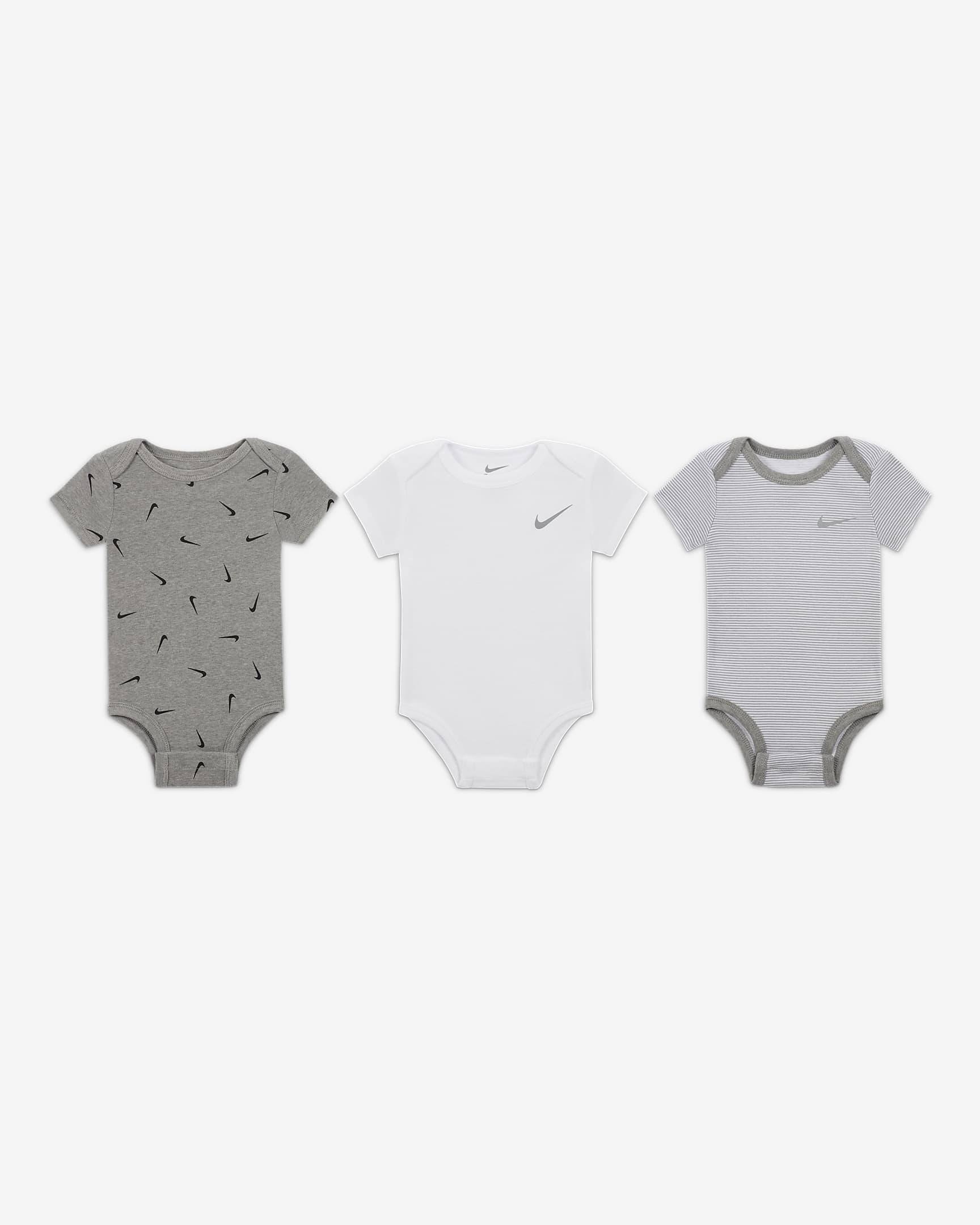 Nike Baby Essentials Baby (0–9M) 3-Pack Bodysuits - Dark Grey Heather