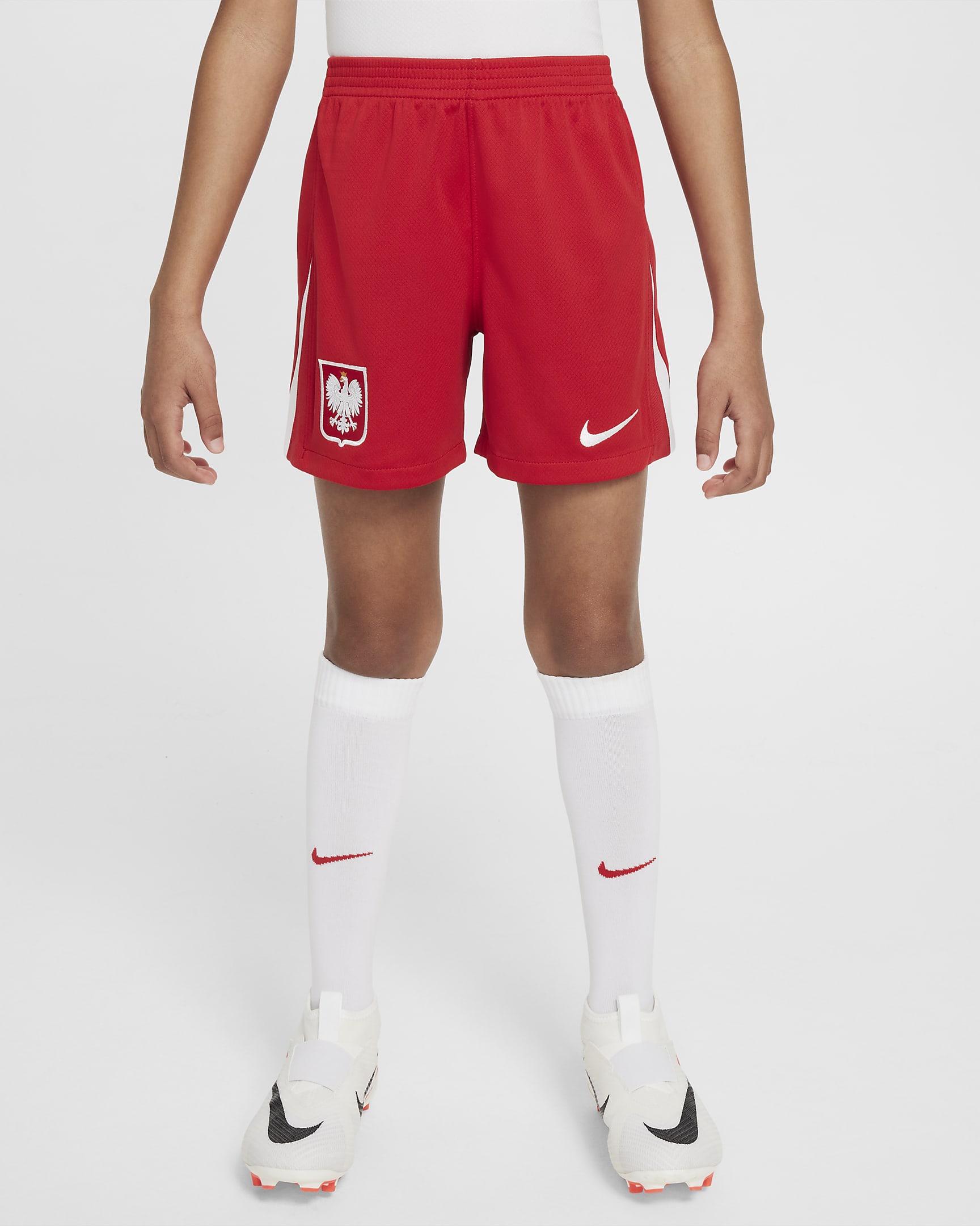 Lengyelország 2024/25 Stadium hazai Nike Dri-FIT replika futballrövidnadrág nagyobb gyerekeknek - Fehér/Sport Red/Sport Red