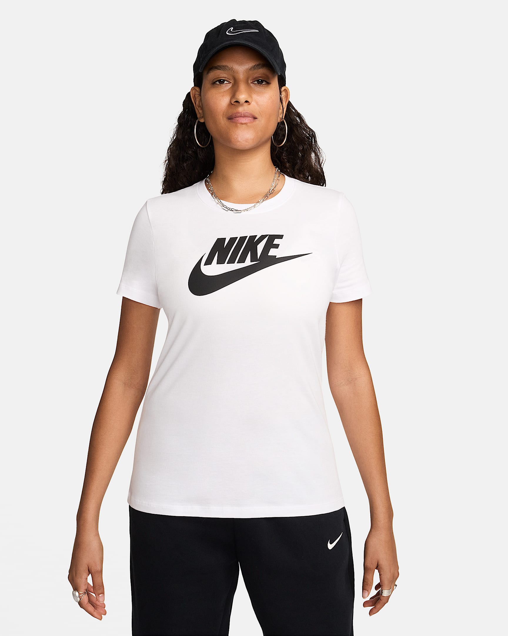 Playera con logotipo para mujer Nike Sportswear Essentials - Blanco/Negro