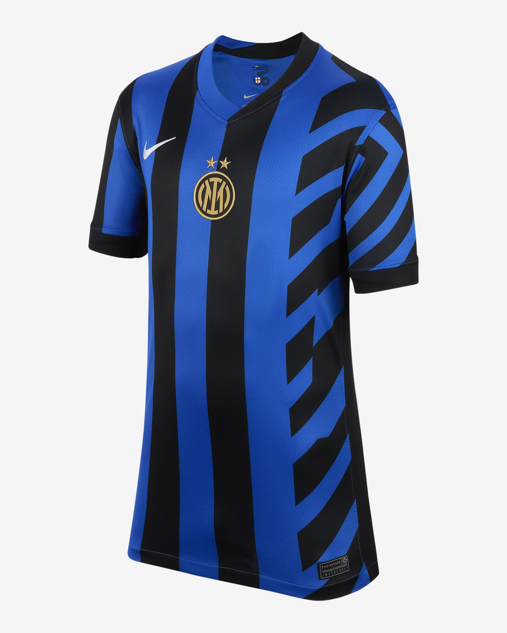 Inter Mailand 2024/25 Stadium Home Nike Replika Fußballtrikot mit Dri-FIT-Technologie (ältere Kinder) - Lyon Blue/Schwarz/Lyon Blue/Weiß