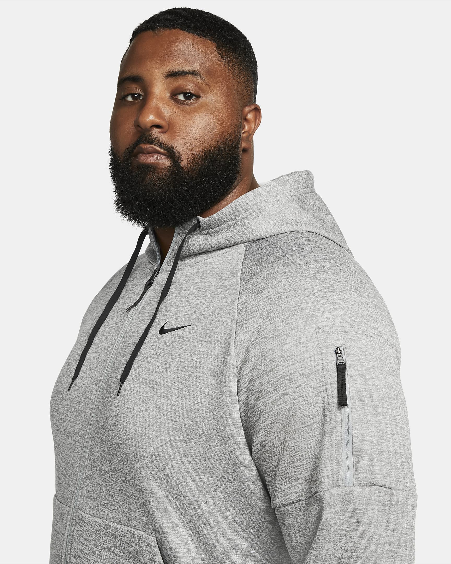 Nike Therma Men's Therma-FIT Full-Zip Fitness Top - Dark Grey Heather/Particle Grey/Black
