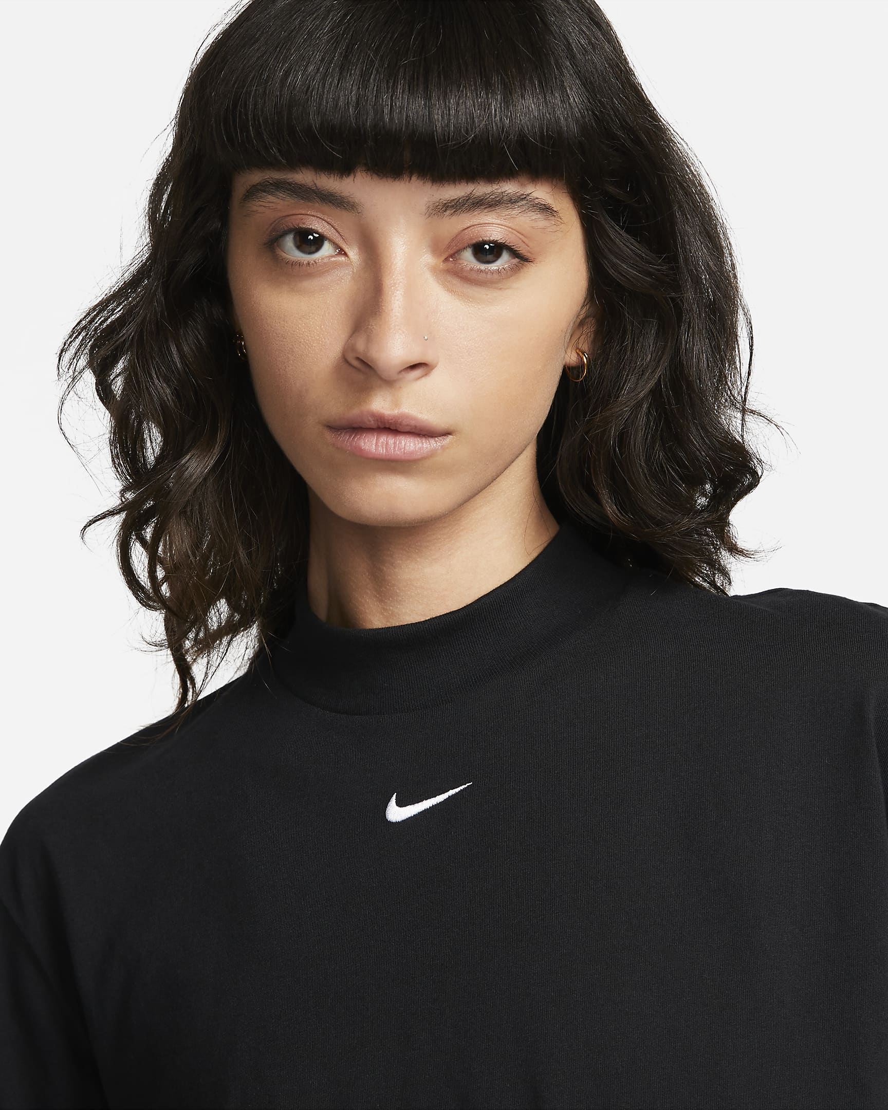 Nike Sportswear Essential Women's Boxy Mock-Neck Top - Black/White