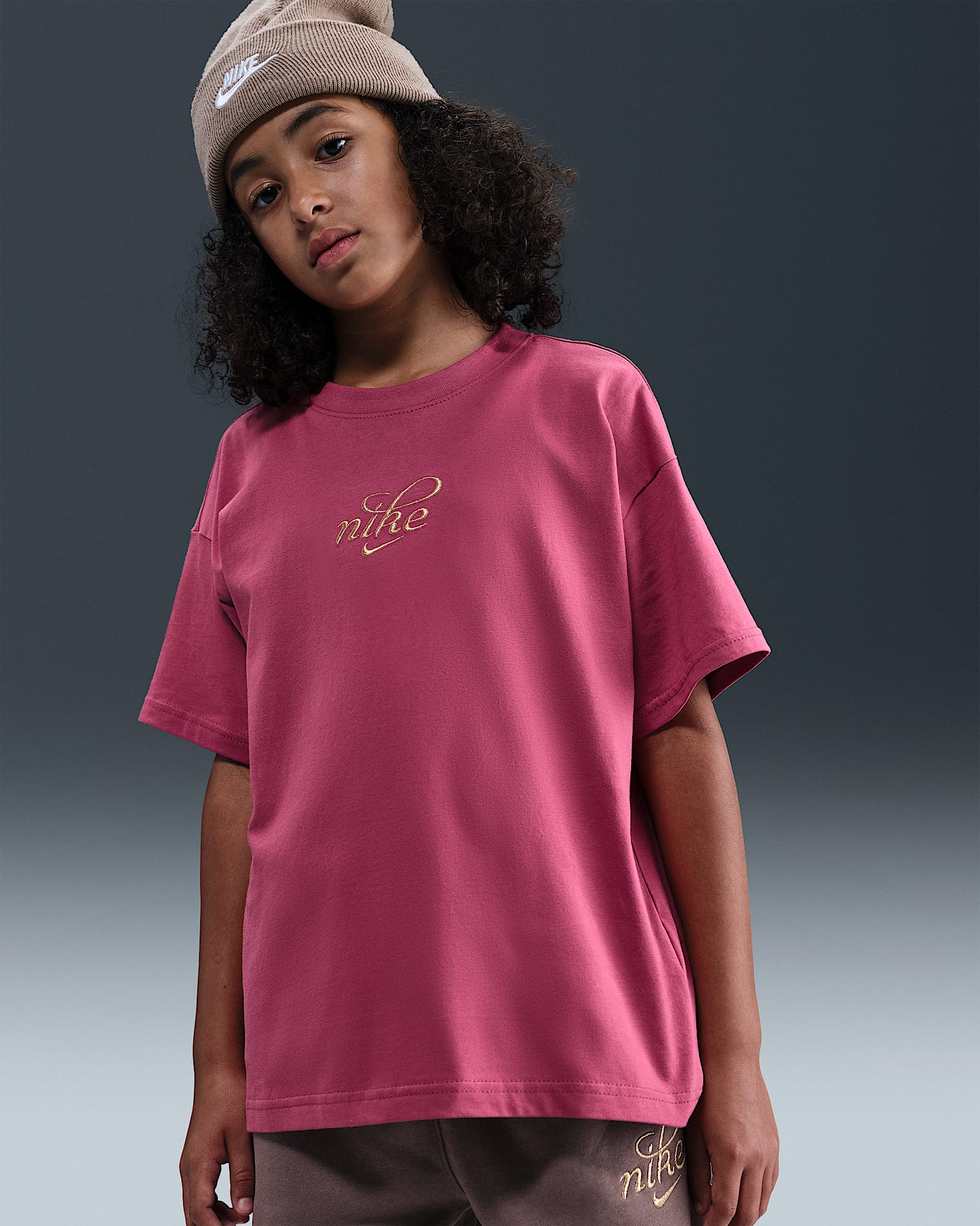 Nike Sportswear Big Kids' (Girls') T-Shirt - Sweet Beet