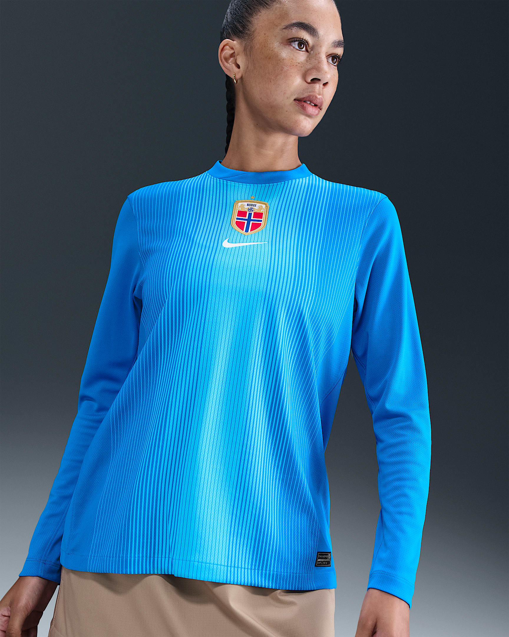 Norway 2025/26 Stadium Goalkeeper Women's Nike Dri-FIT Football Replica Long-Sleeve Shirt - Photo Blue/Baltic Blue/White