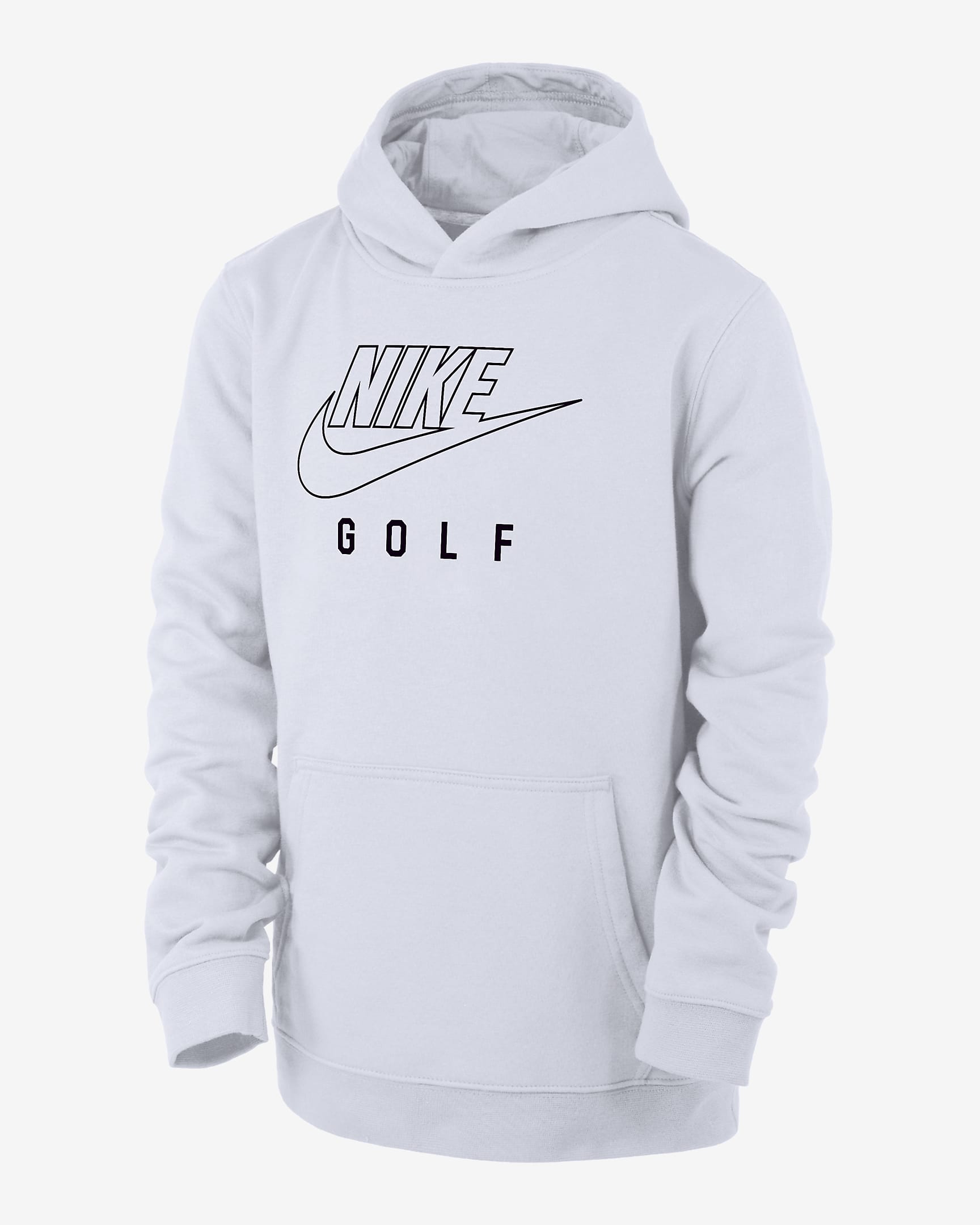 Nike Swoosh Club Fleece Big Kids' Golf Pullover Hoodie - White