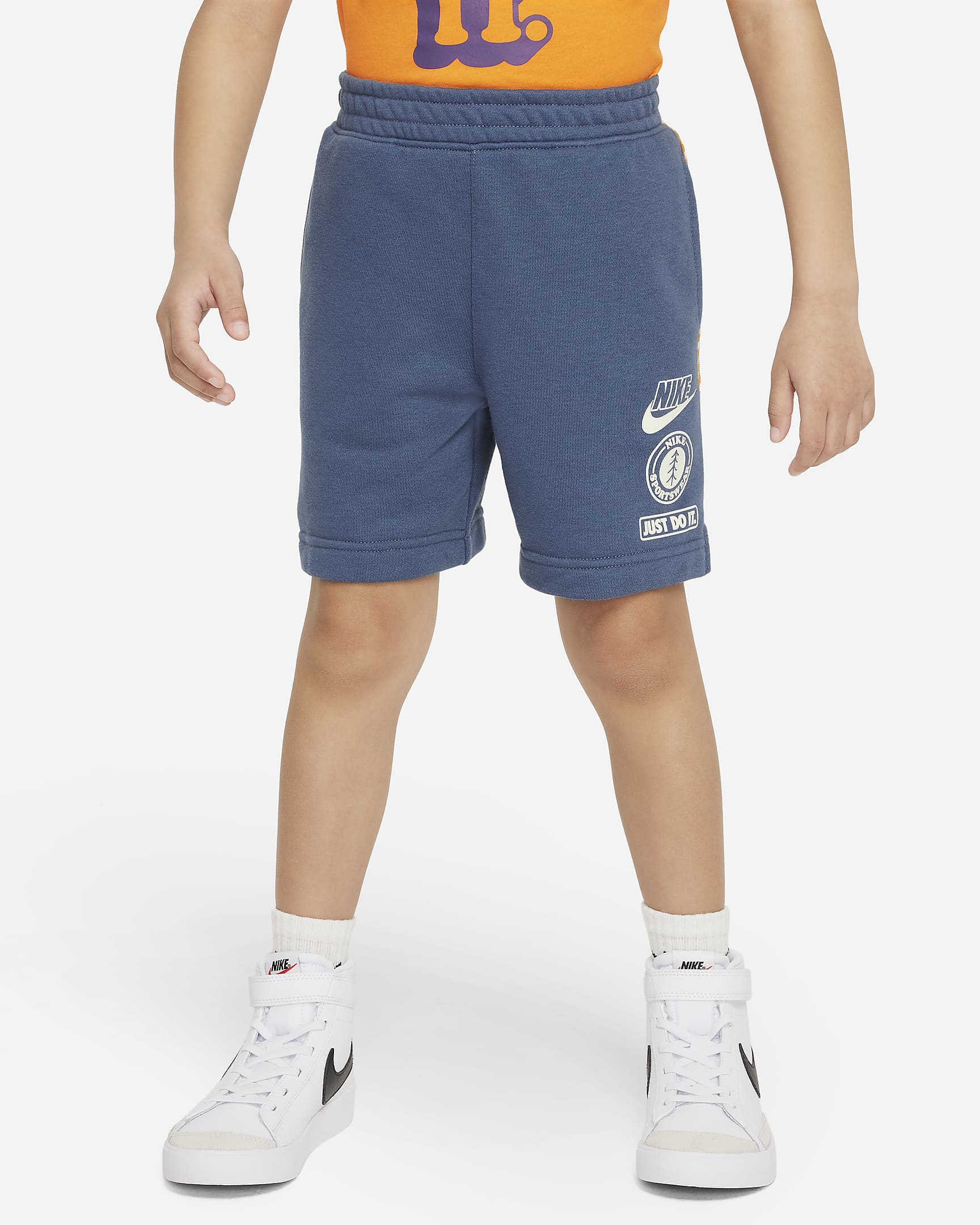 Nike Sportswear "Leave No Trace" French Terry Taping Shorts Little Kids' Shorts - Diffused Blue