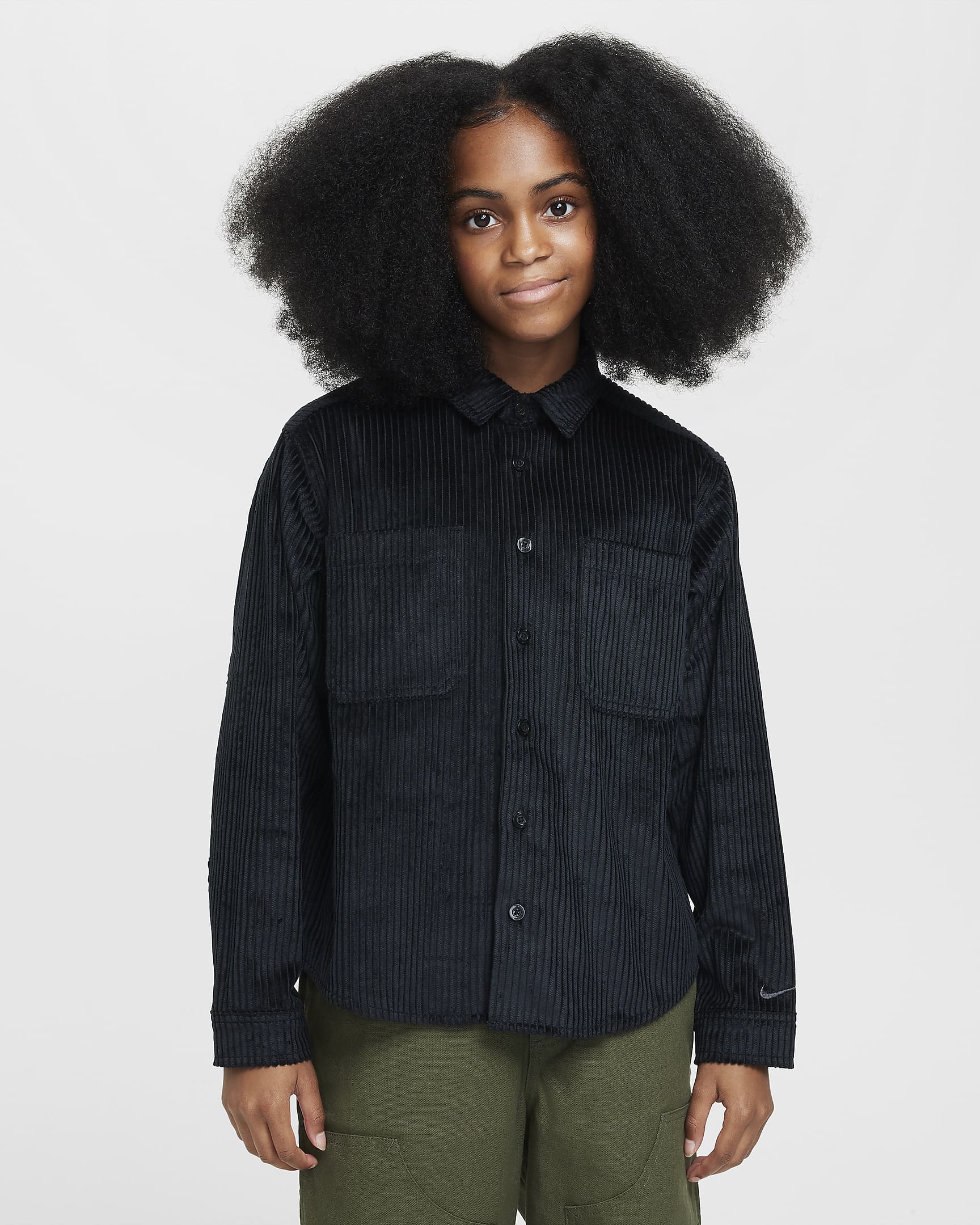 Nike SB Older Kids' Button-Down Layering Top - Black/Anthracite