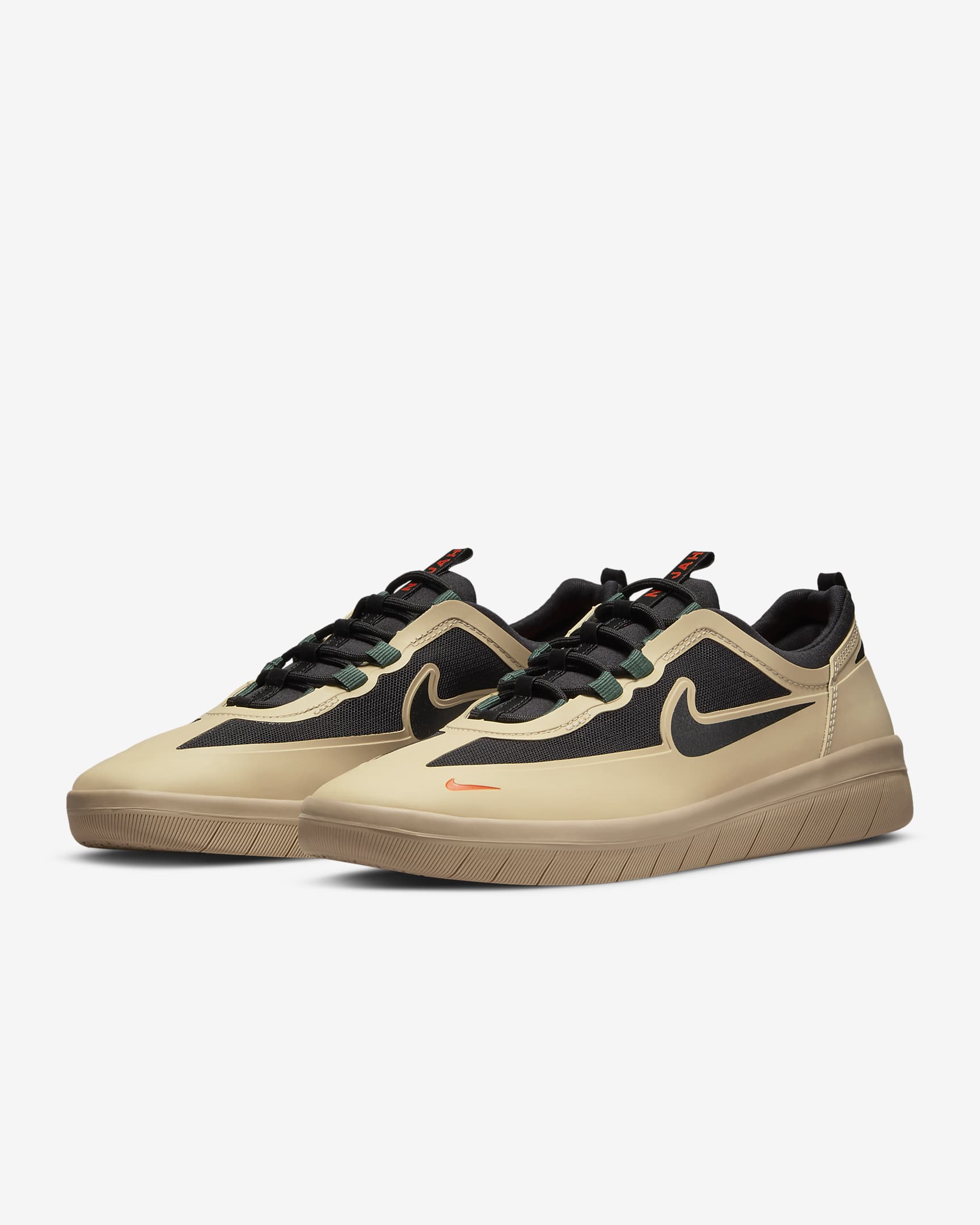 Nike SB Nyjah Free 2 滑板鞋 - Rattan/Noble Green/Safety Orange/黑色