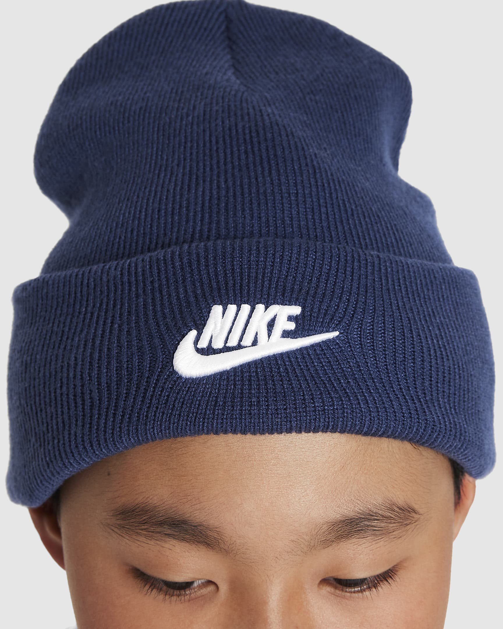 Nike Peak Older Kids' Beanie - Midnight Navy/White