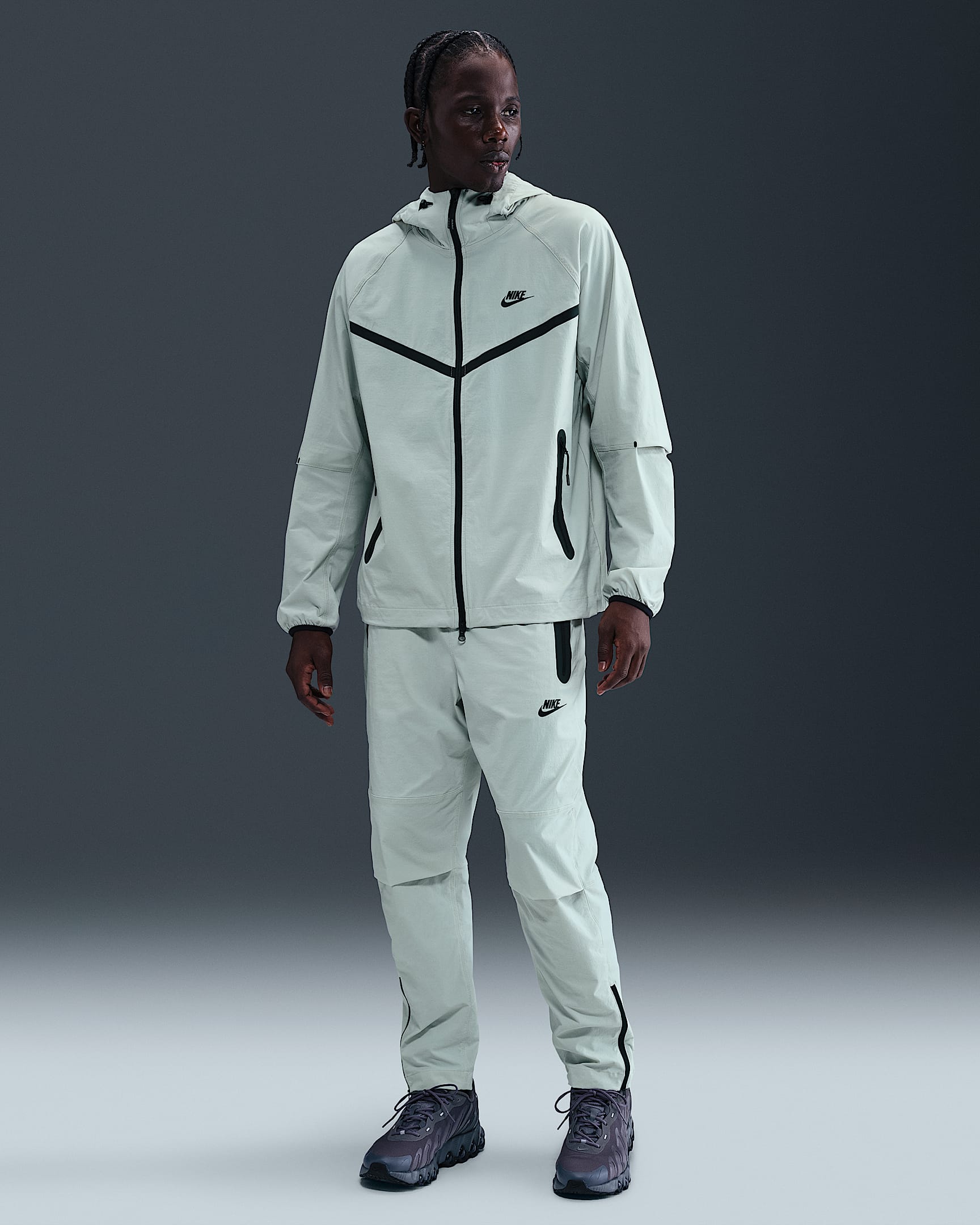 Calças entrançadas Nike Tech para homem - Prateado claro/Preto