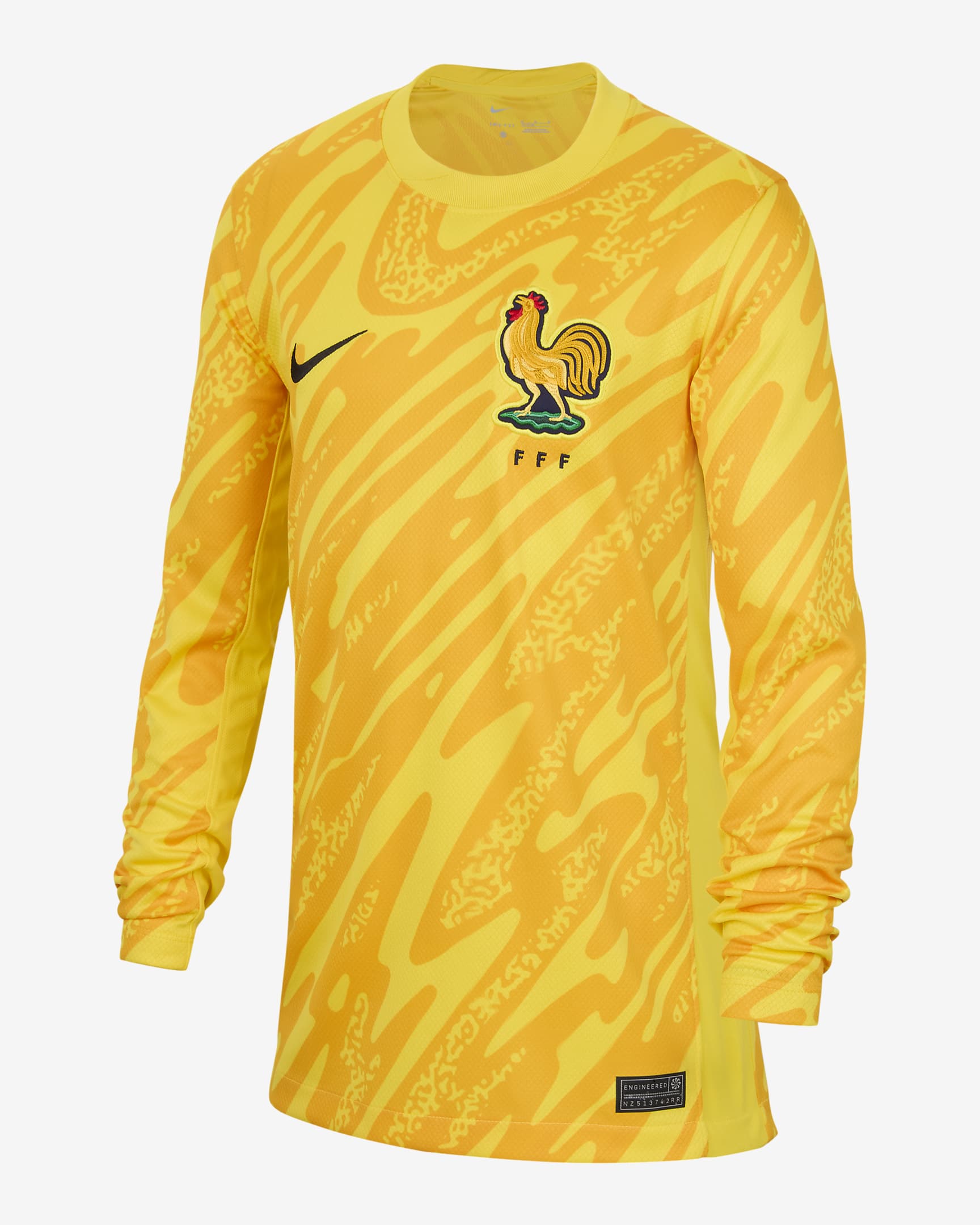 Equipación de portero Stadium FFF 2024/25 (Selección masculina) Camiseta de fútbol tipo réplica Nike Dri-FIT - Niño/a - Tour Yellow/University Gold/University Gold/Negro