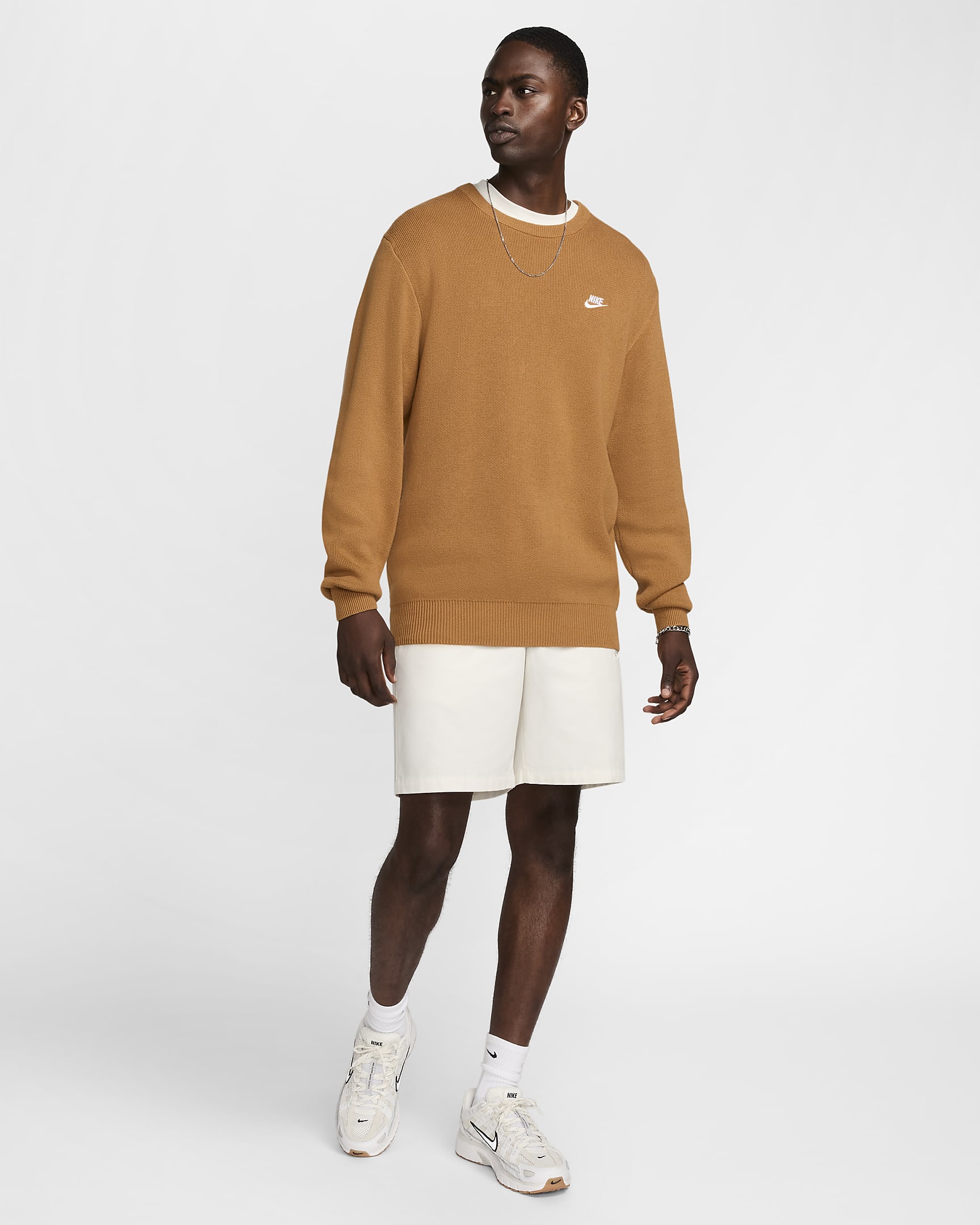 Nike Club Men's Crew-Neck Jumper - Flax/White