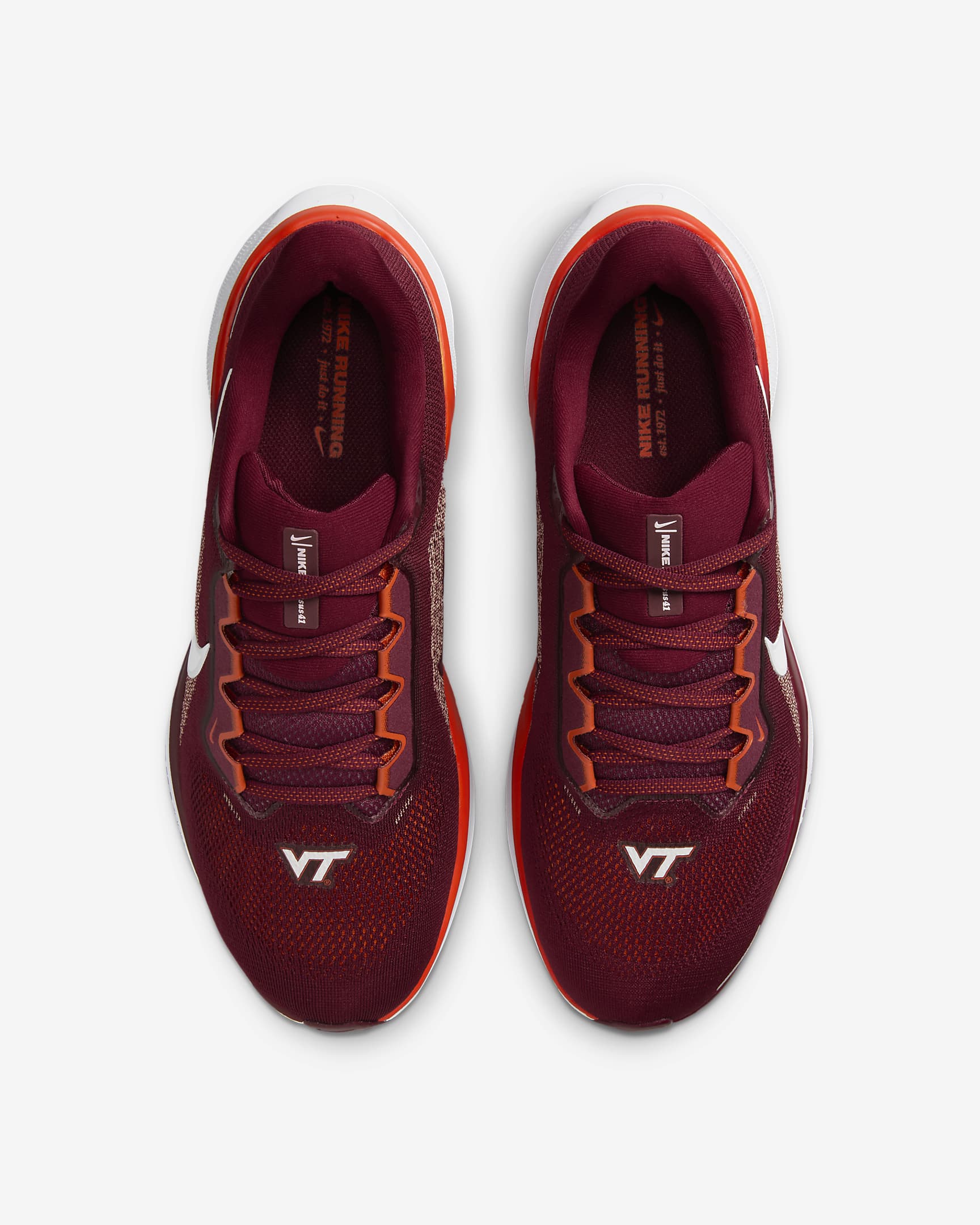 Virginia Tech Pegasus 41 Men's Nike College Road Running Shoes - Deep Maroon/White/University Orange/White